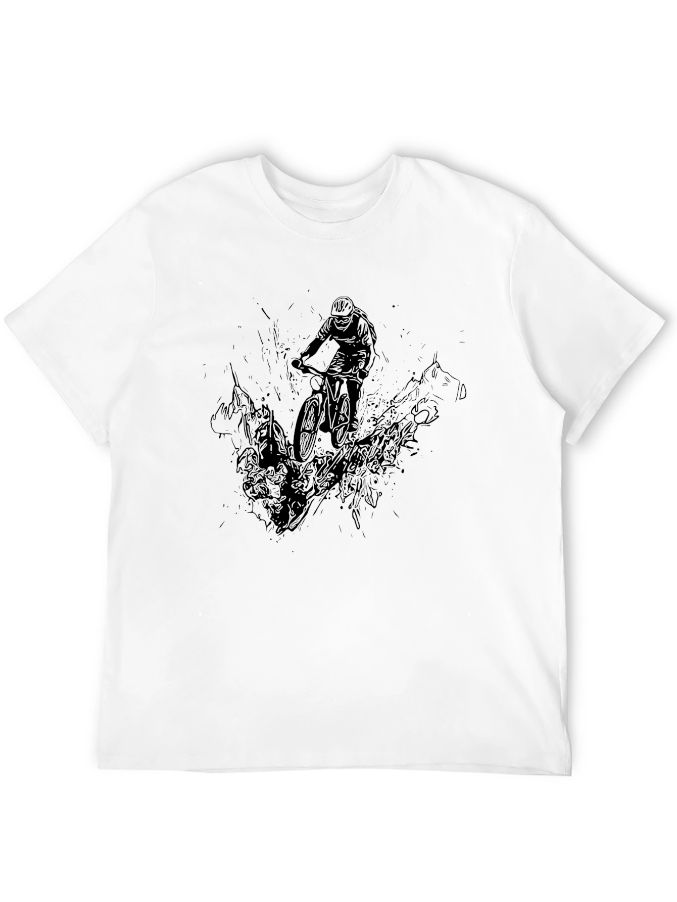 Mens Black Mountain Bike Graphic T-Shirt