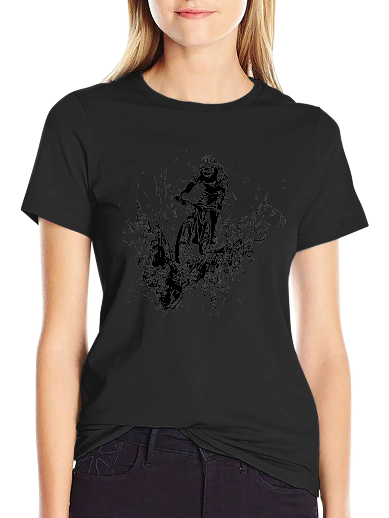 Mens Black Mountain Bike Graphic T-Shirt