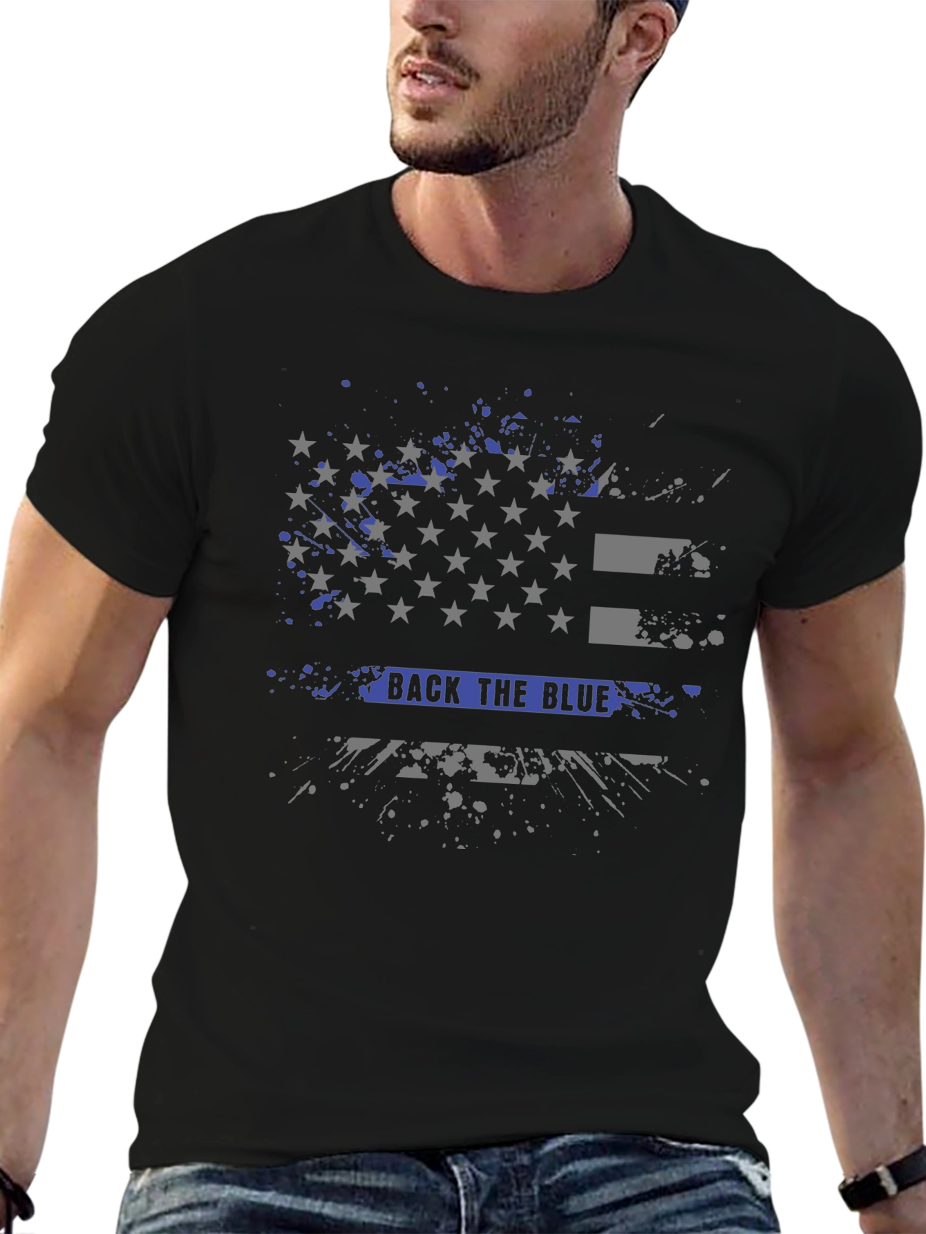 Back The Blue T-Shirt Patriotic Flag Design