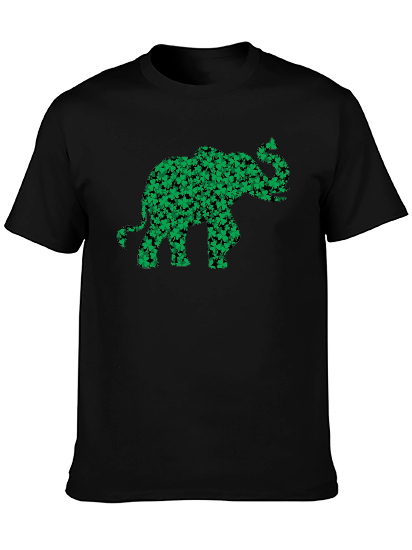 Shamrock Elephant Graphic Tee - Lucky Black T-Shirt