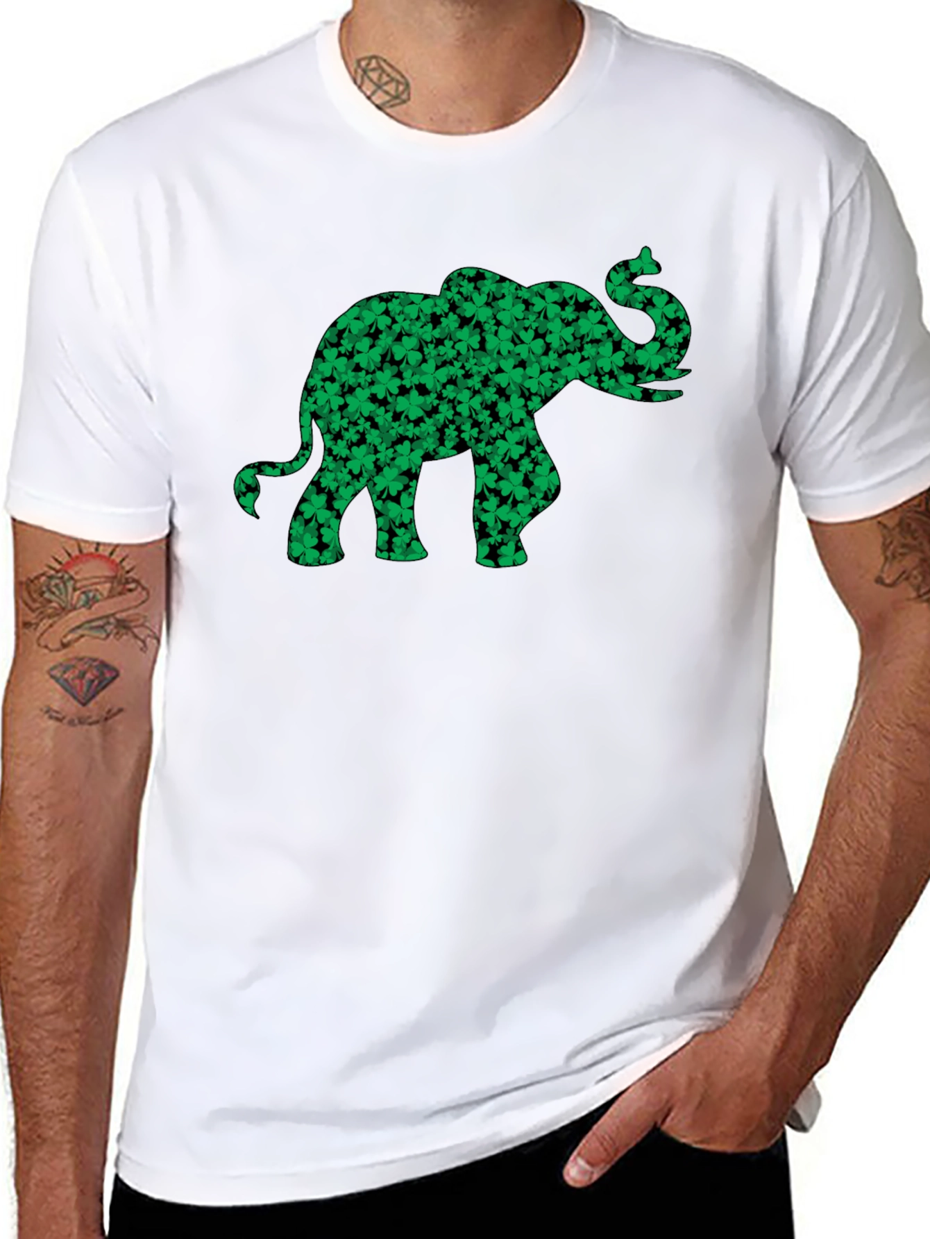 Shamrock Elephant Graphic Tee - Lucky Black T-Shirt