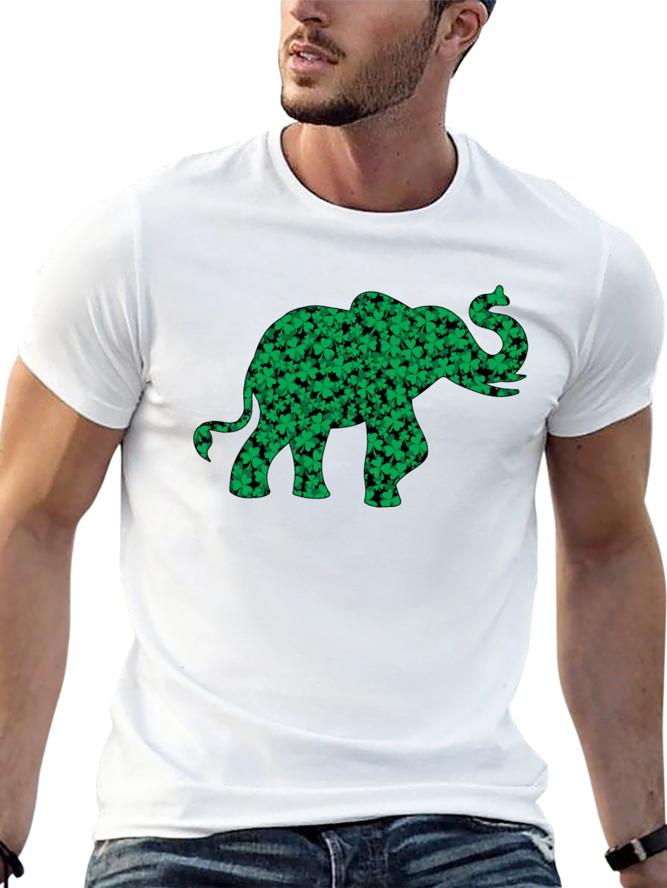 Shamrock Elephant Graphic Tee - Lucky Black T-Shirt