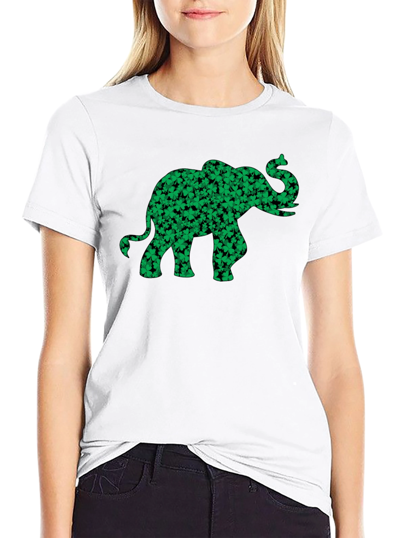 Shamrock Elephant Graphic Tee - Lucky Black T-Shirt
