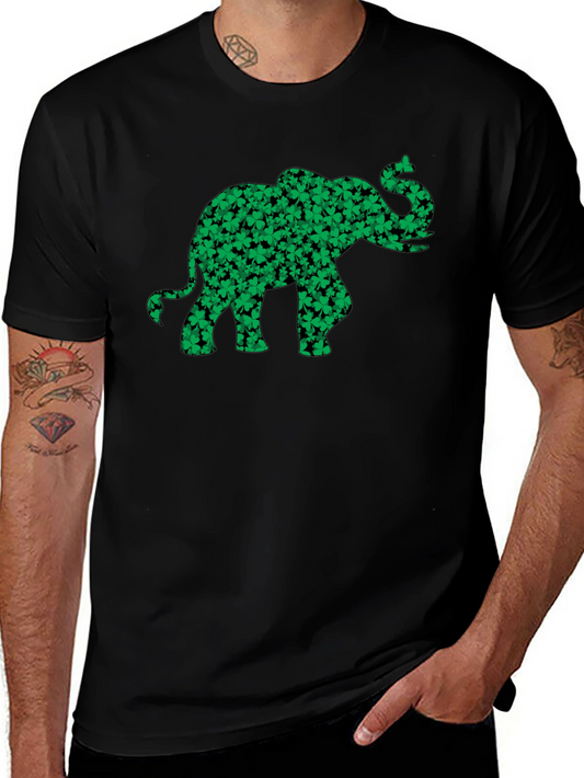 Shamrock Elephant Graphic Tee - Lucky Black T-Shirt