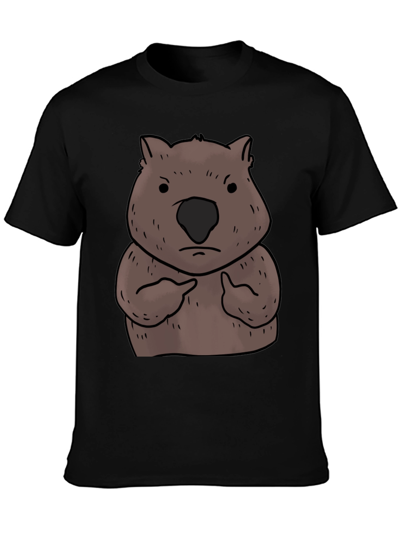 Wombat Pointing Graphic Tee - Unisex Black T-Shirt