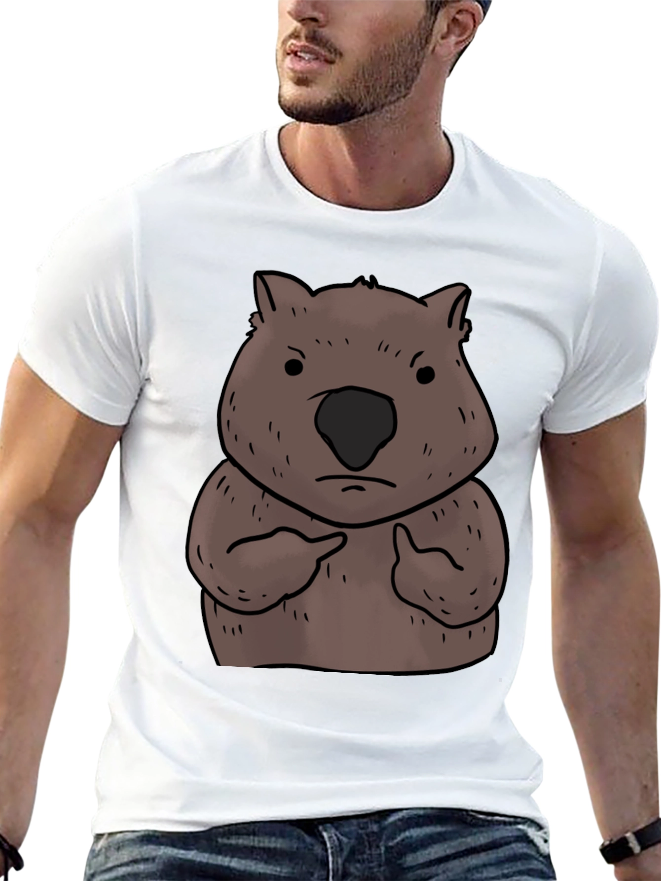 Wombat Pointing Graphic Tee - Unisex Black T-Shirt