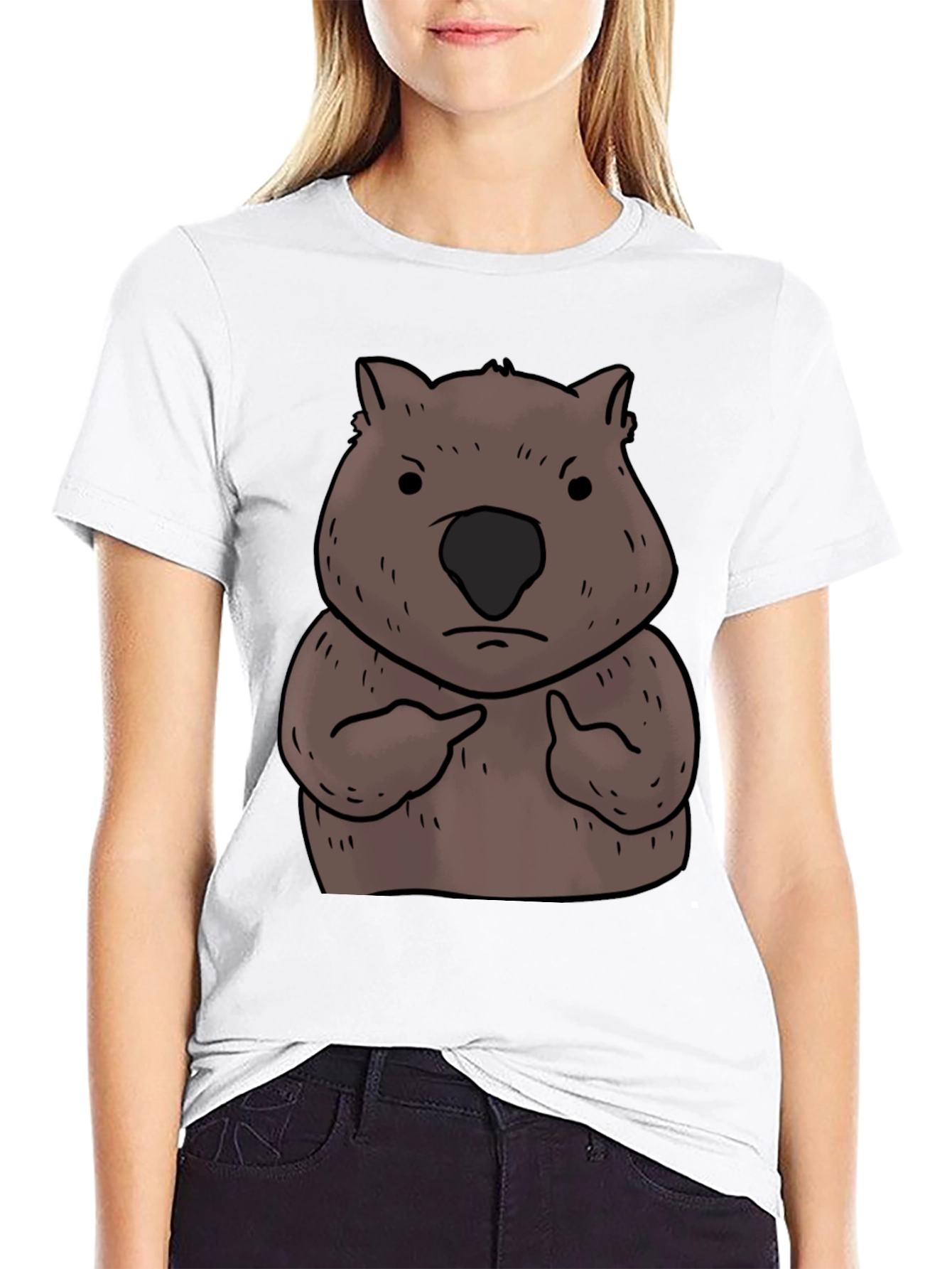Wombat Pointing Graphic Tee - Unisex Black T-Shirt