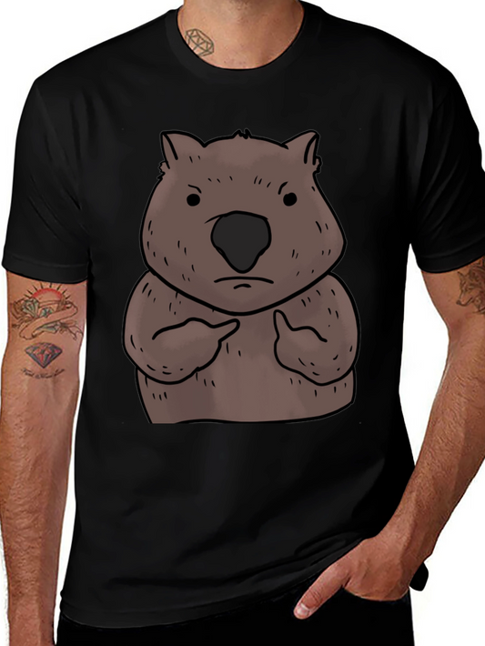 Wombat Pointing Graphic Tee - Unisex Black T-Shirt