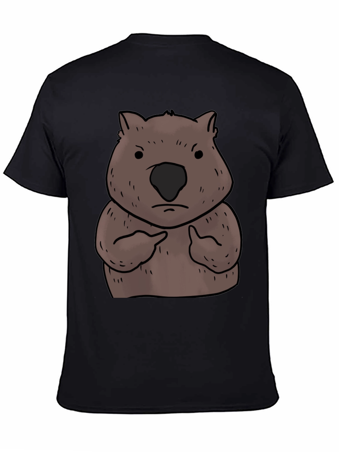 Wombat Pointing Graphic Tee - Unisex Black T-Shirt