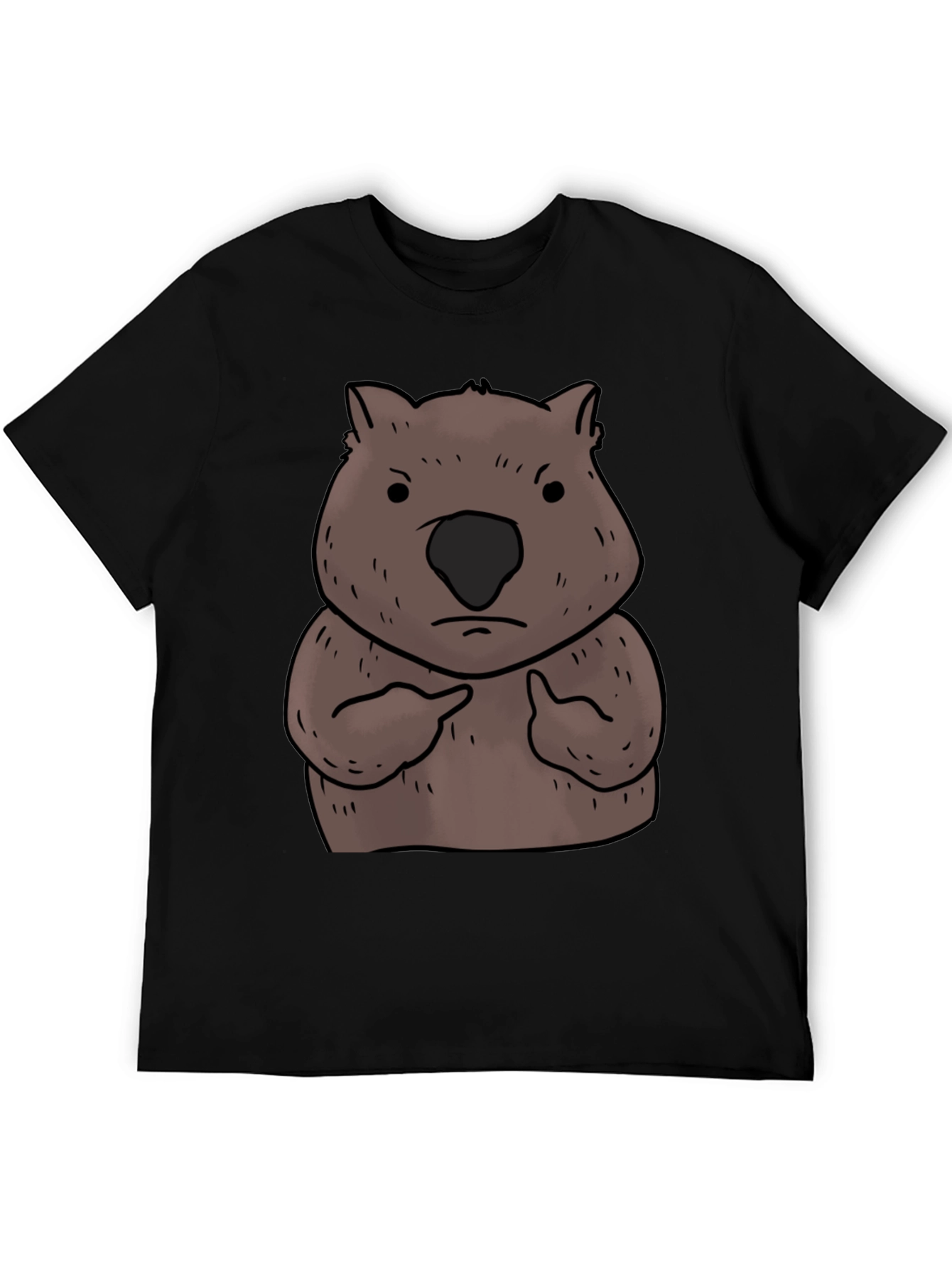 Wombat Pointing Graphic Tee - Unisex Black T-Shirt