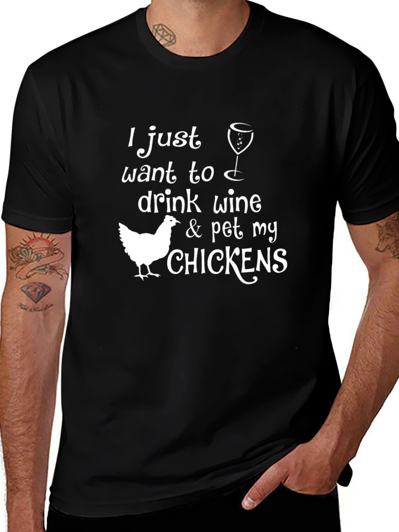 Drink Wine & Pet My Chickens Graphic Tee