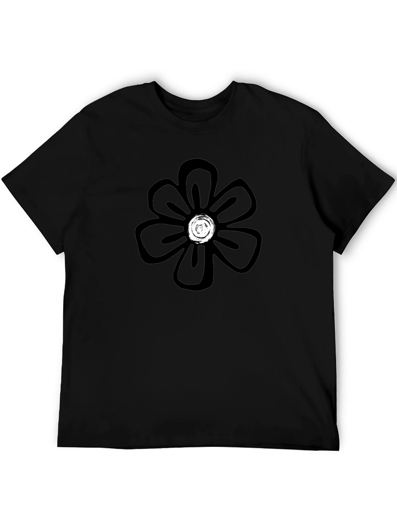 Black Floral Graphic Tee - Mens Casual Shirt