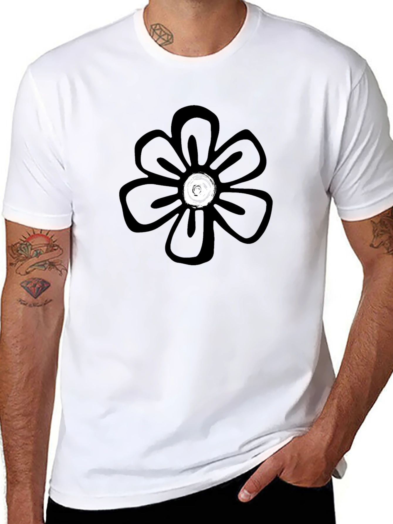 Black Floral Graphic Tee - Mens Casual Shirt