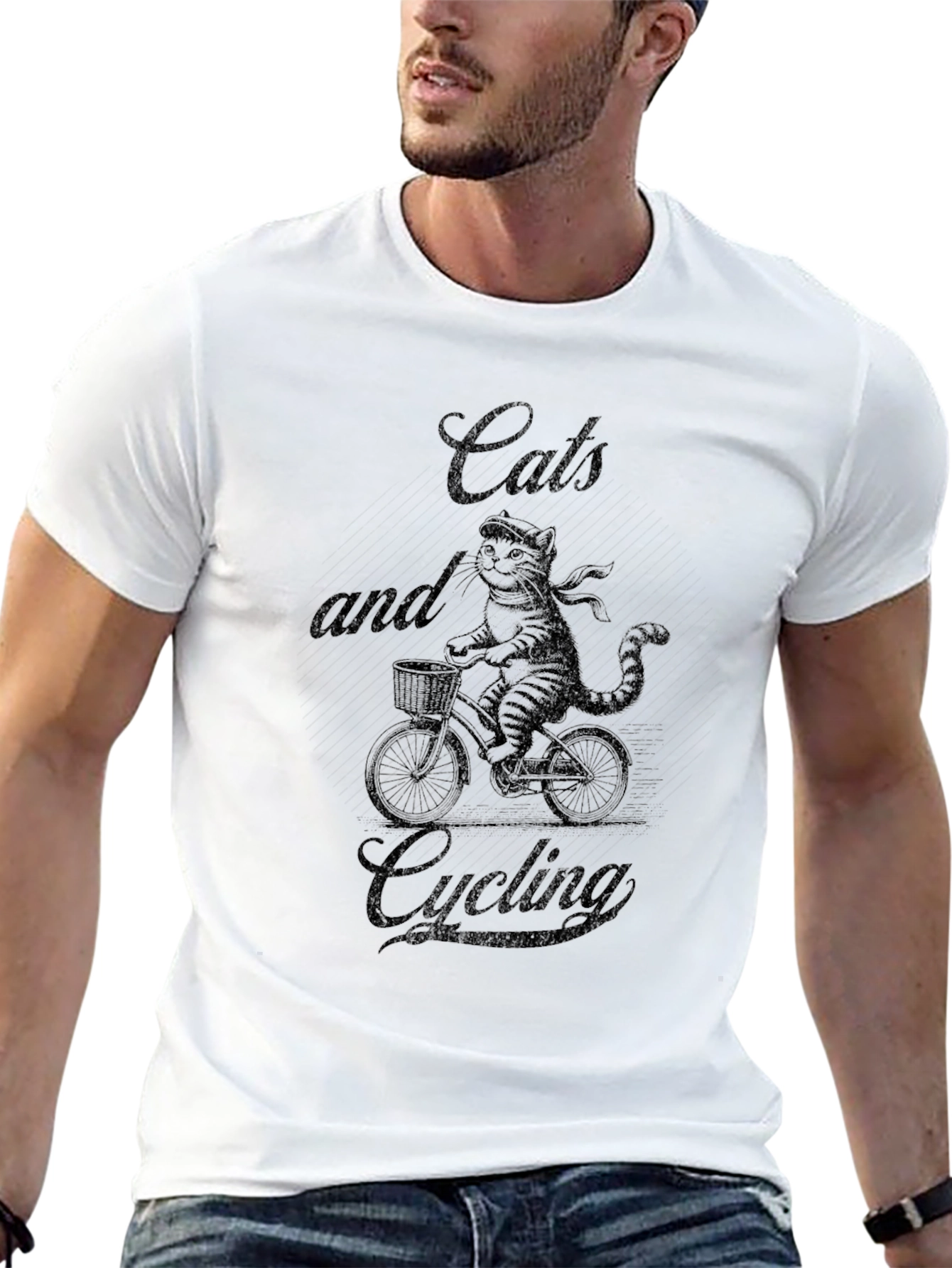 Cats and Cycling Black T-Shirt