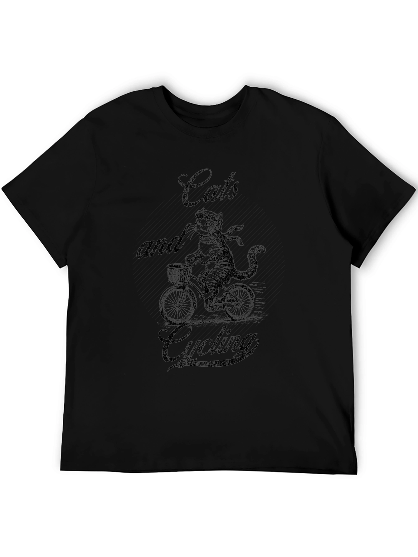 Cats and Cycling Black T-Shirt