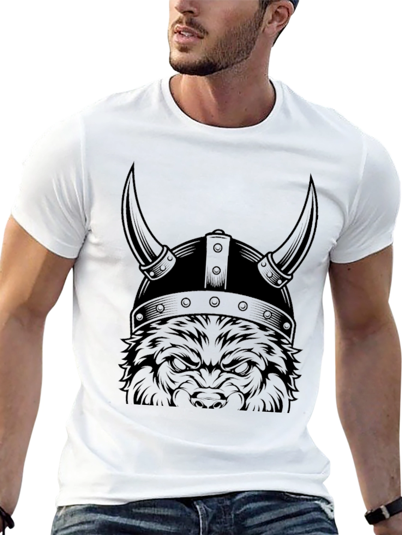 Viking Wolf Graphic Tee - Mens Black T-Shirt