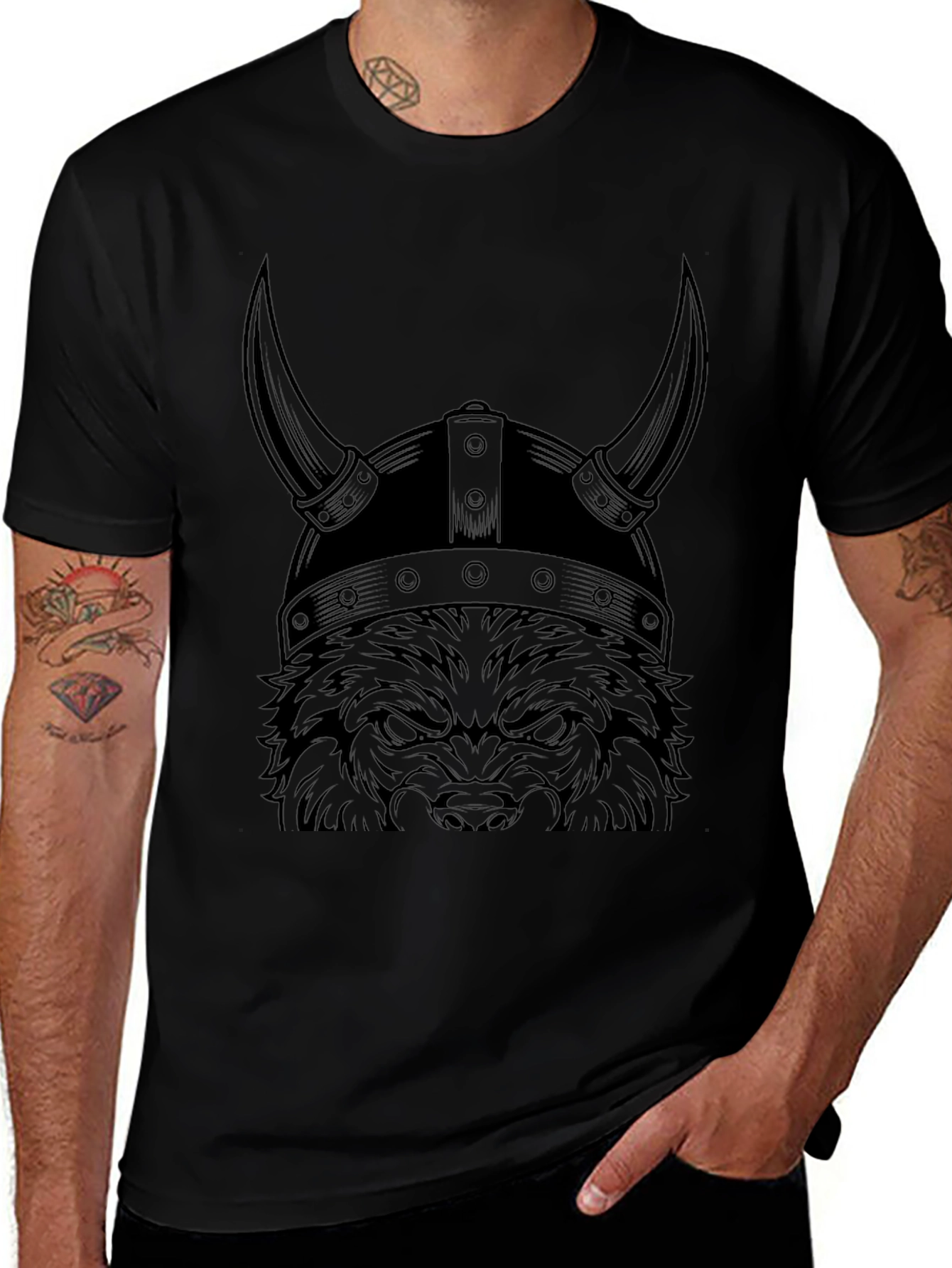 Viking Wolf Graphic Tee - Mens Black T-Shirt
