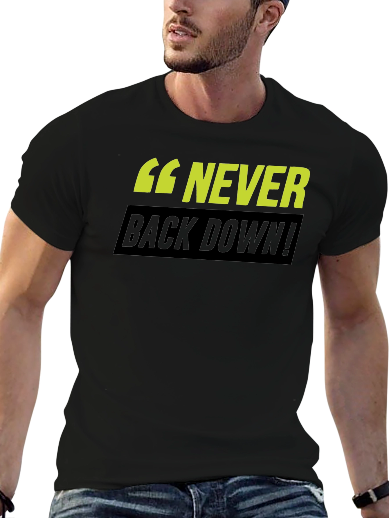 Never Back Down! Graphic T-Shirt - Black