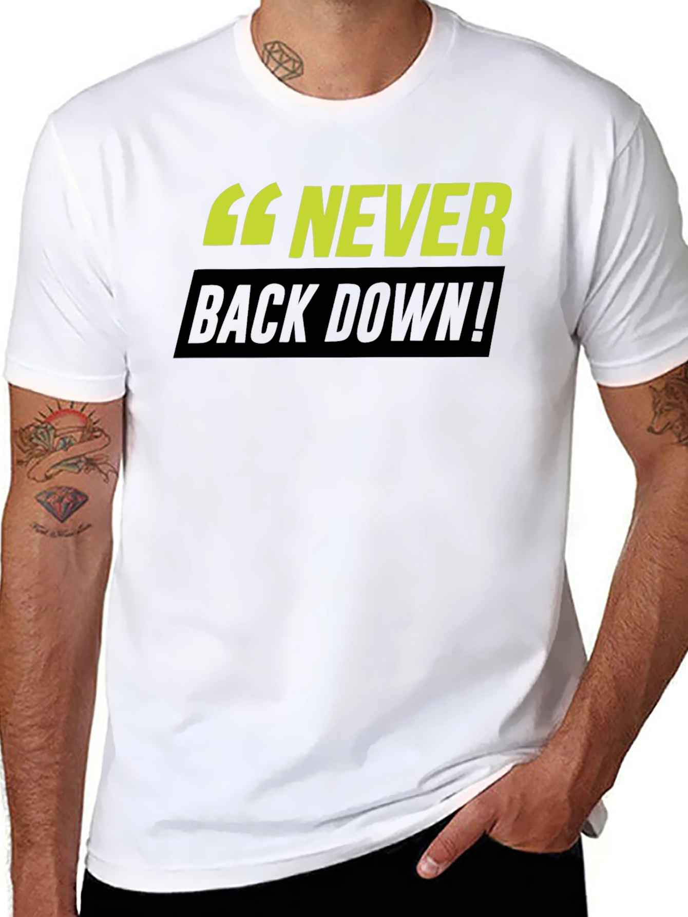 Never Back Down! Graphic T-Shirt - Black