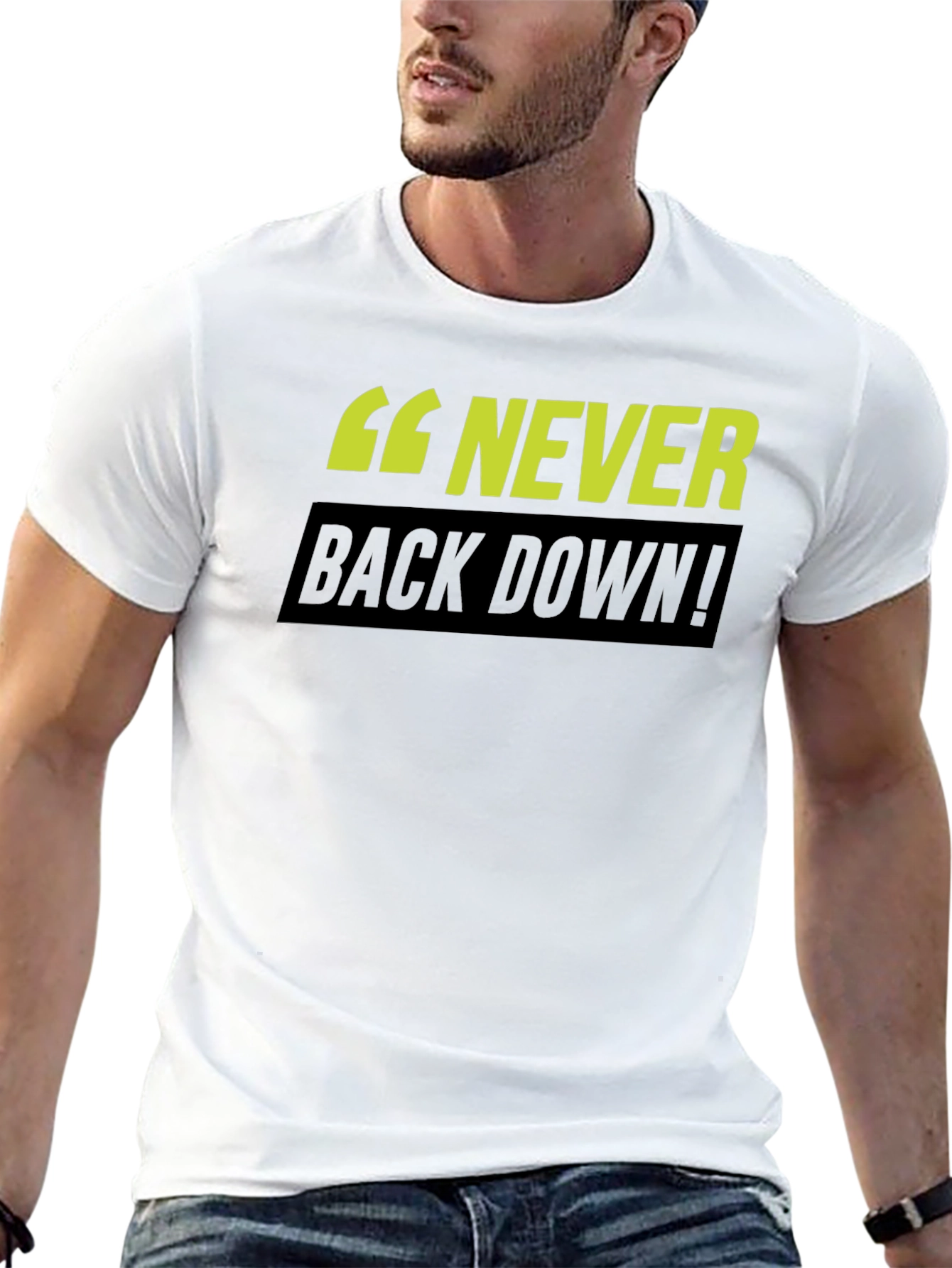 Never Back Down! Graphic T-Shirt - Black