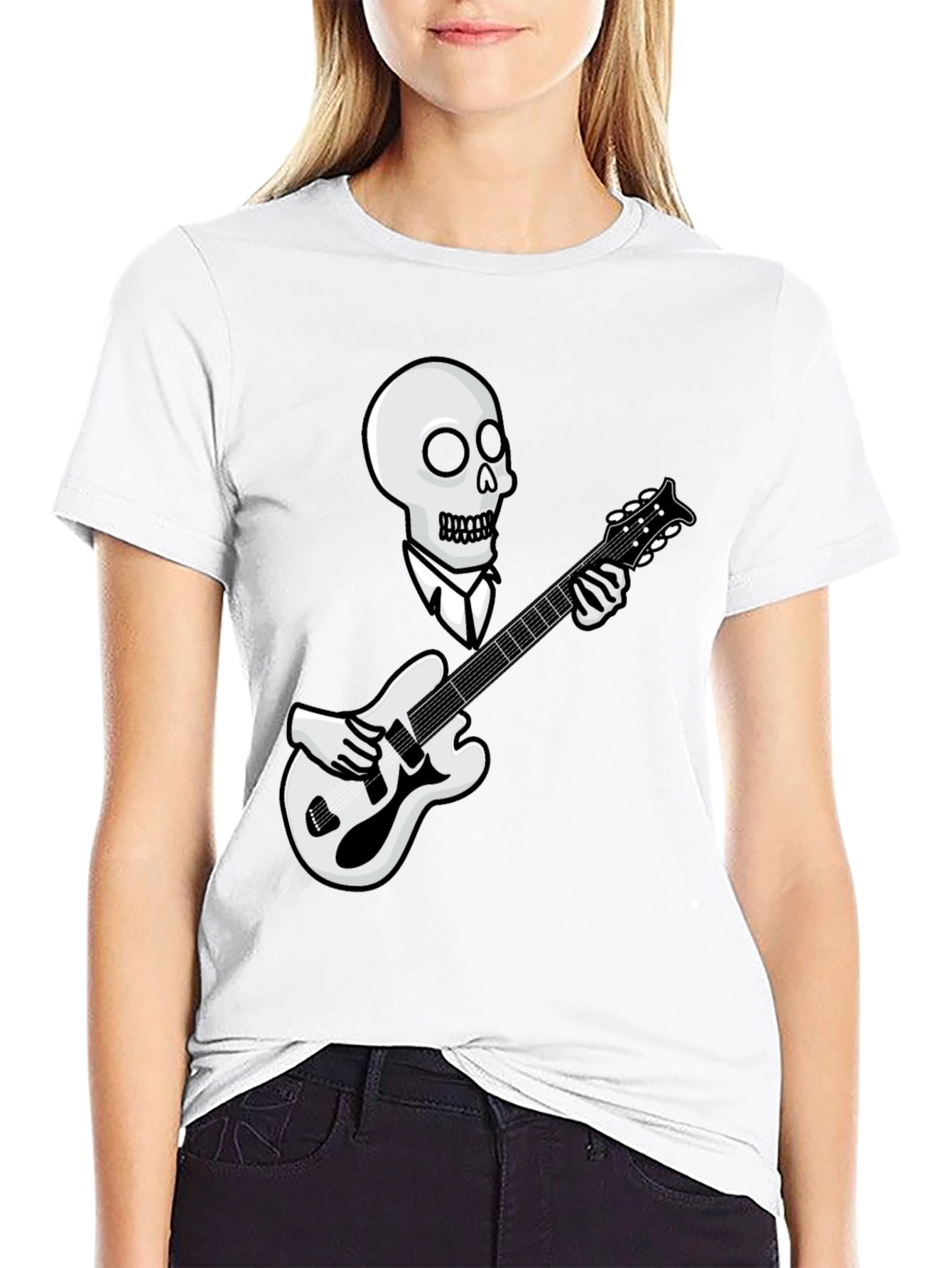 Skull Guitarist Graphic Tee - Black