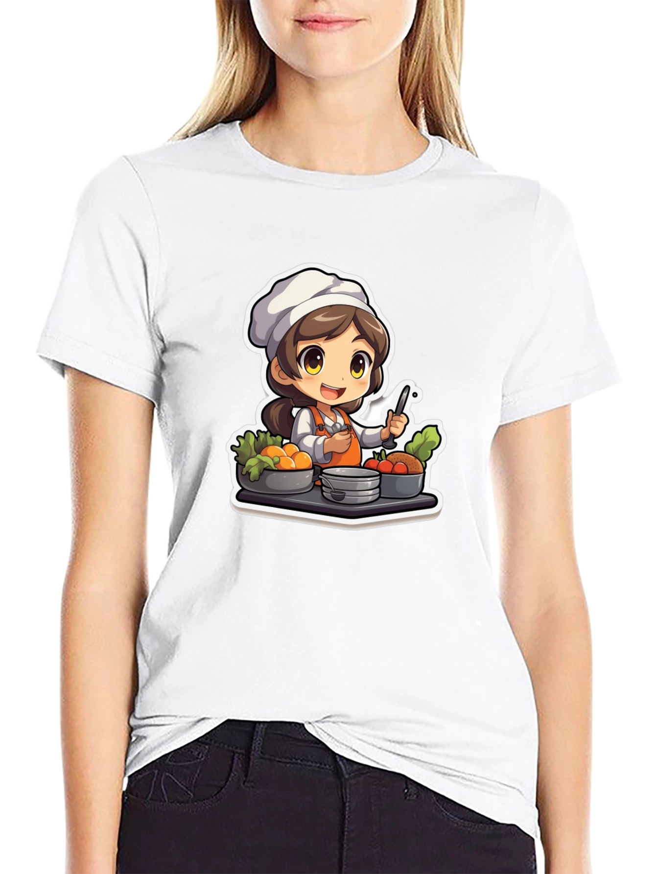 Chef Character Graphic T-Shirt - Cute Cook Design