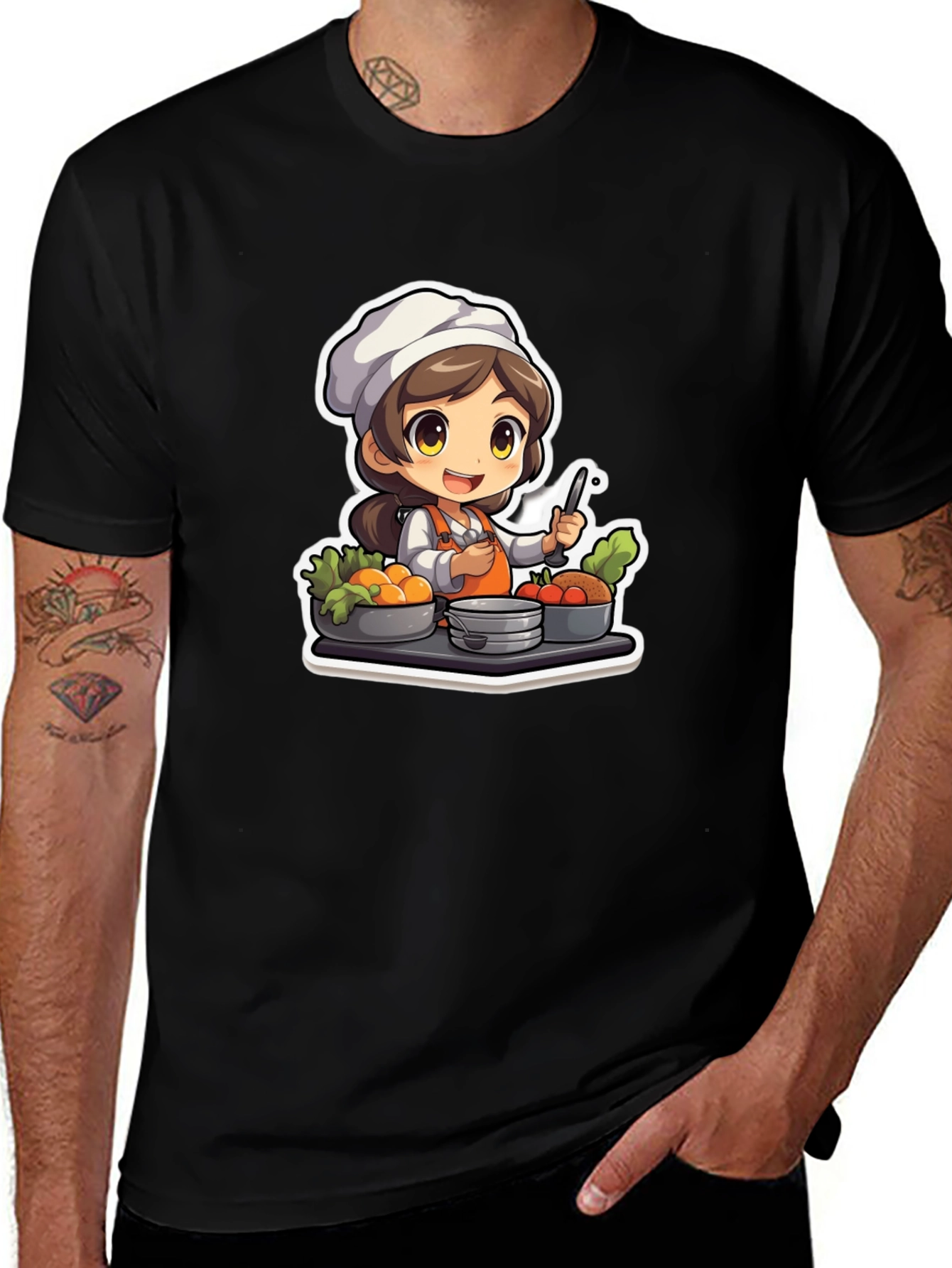 Chef Character Graphic T-Shirt - Cute Cook Design