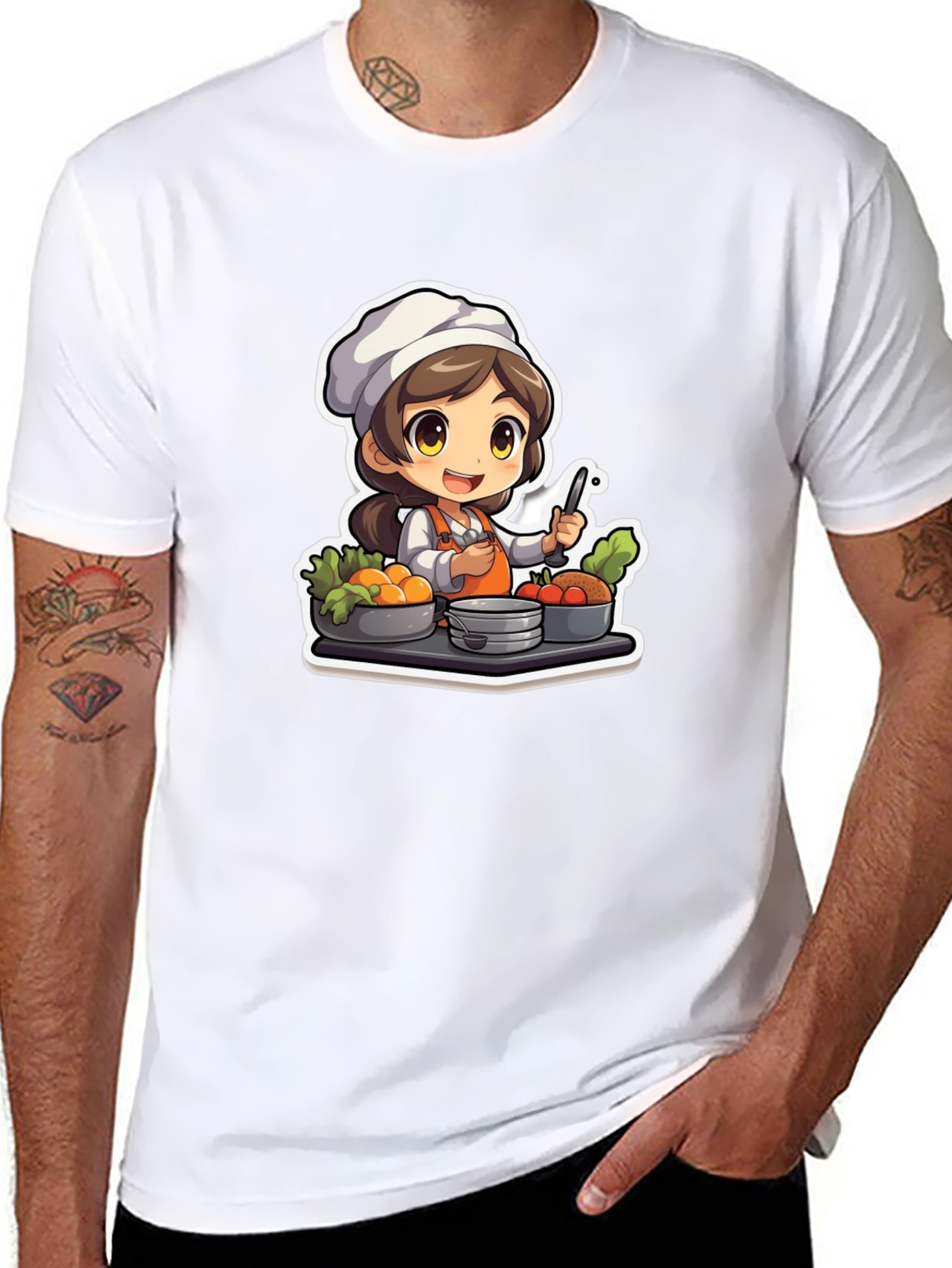Chef Character Graphic T-Shirt - Cute Cook Design