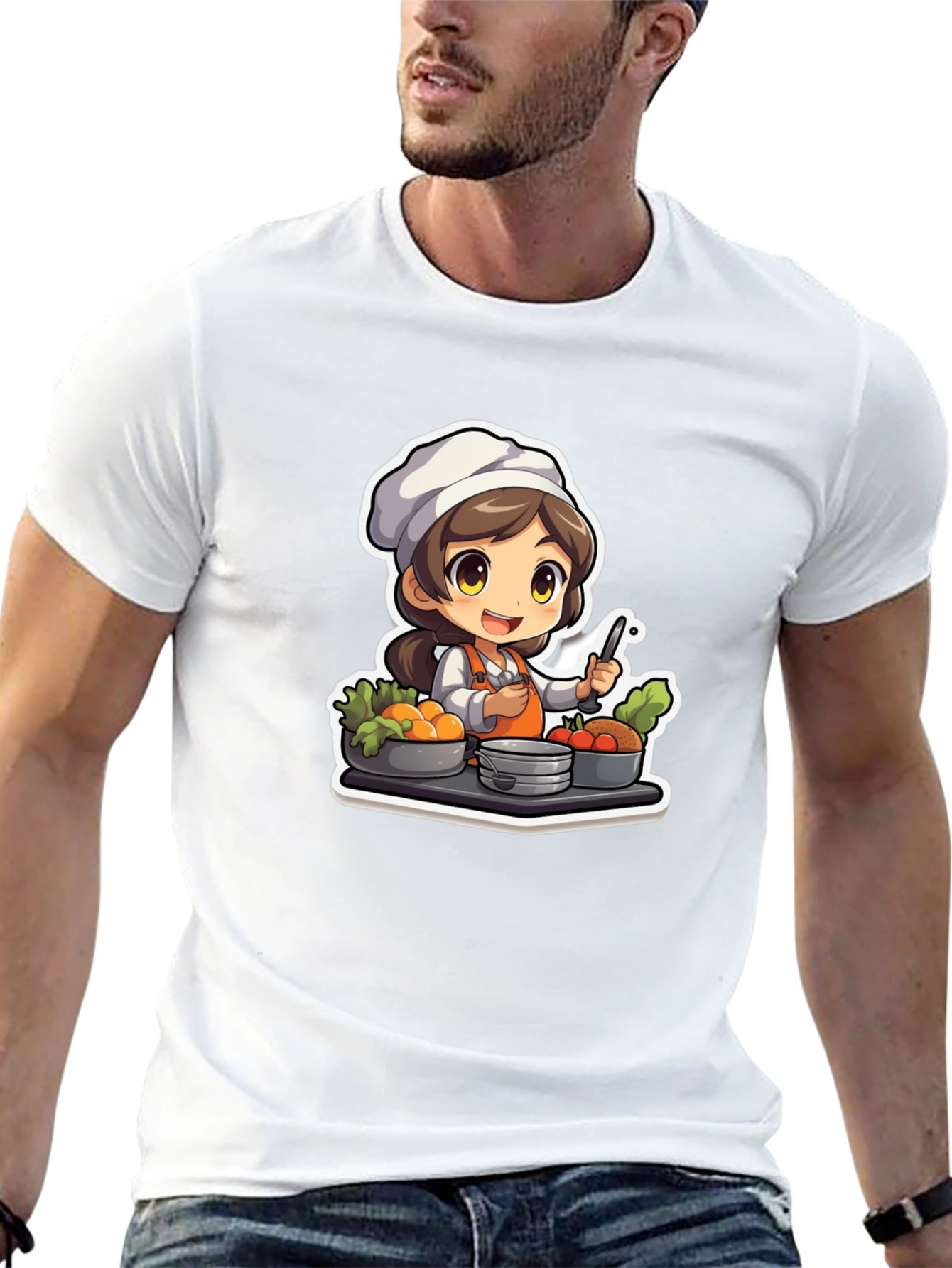 Chef Character Graphic T-Shirt - Cute Cook Design