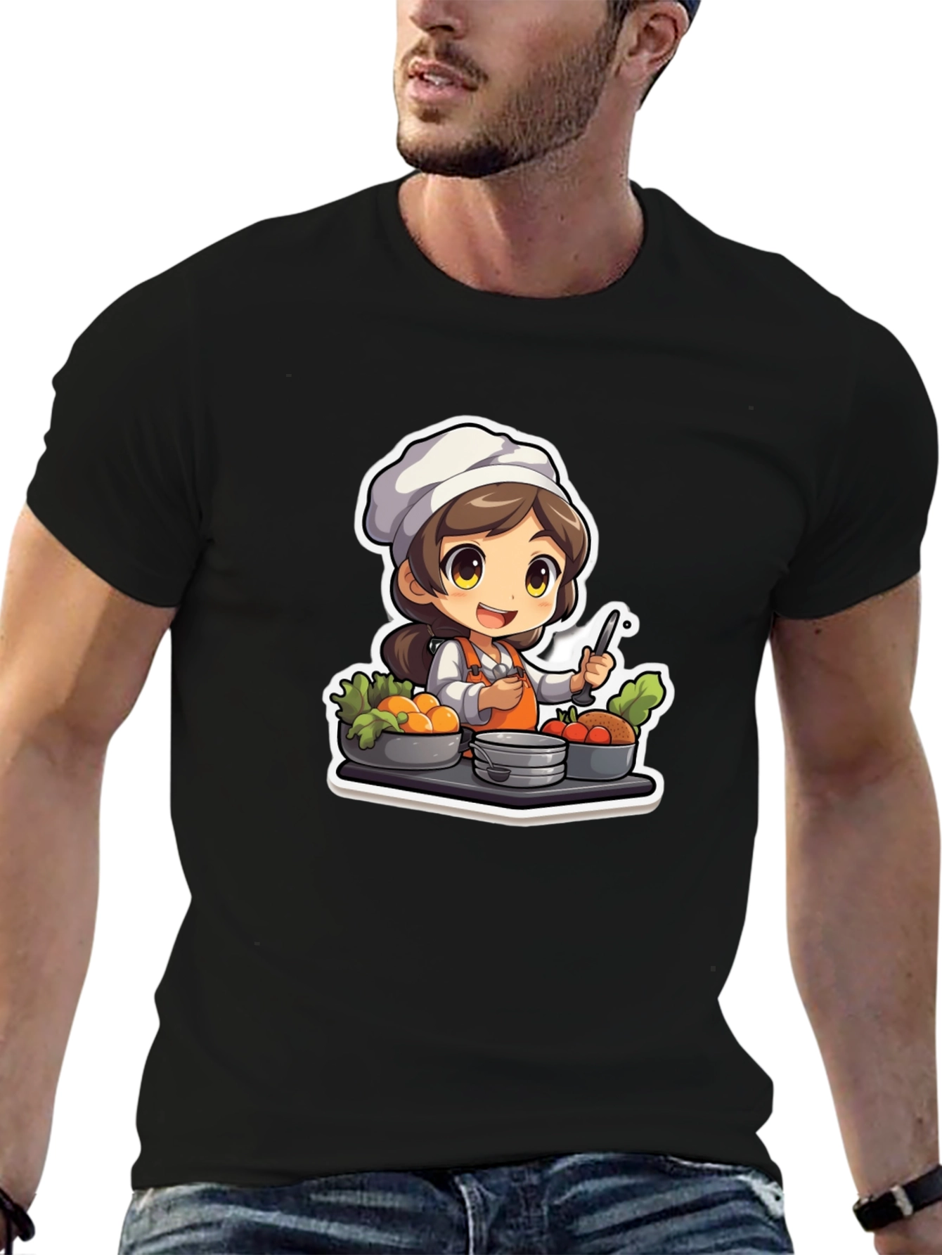 Chef Character Graphic T-Shirt - Cute Cook Design