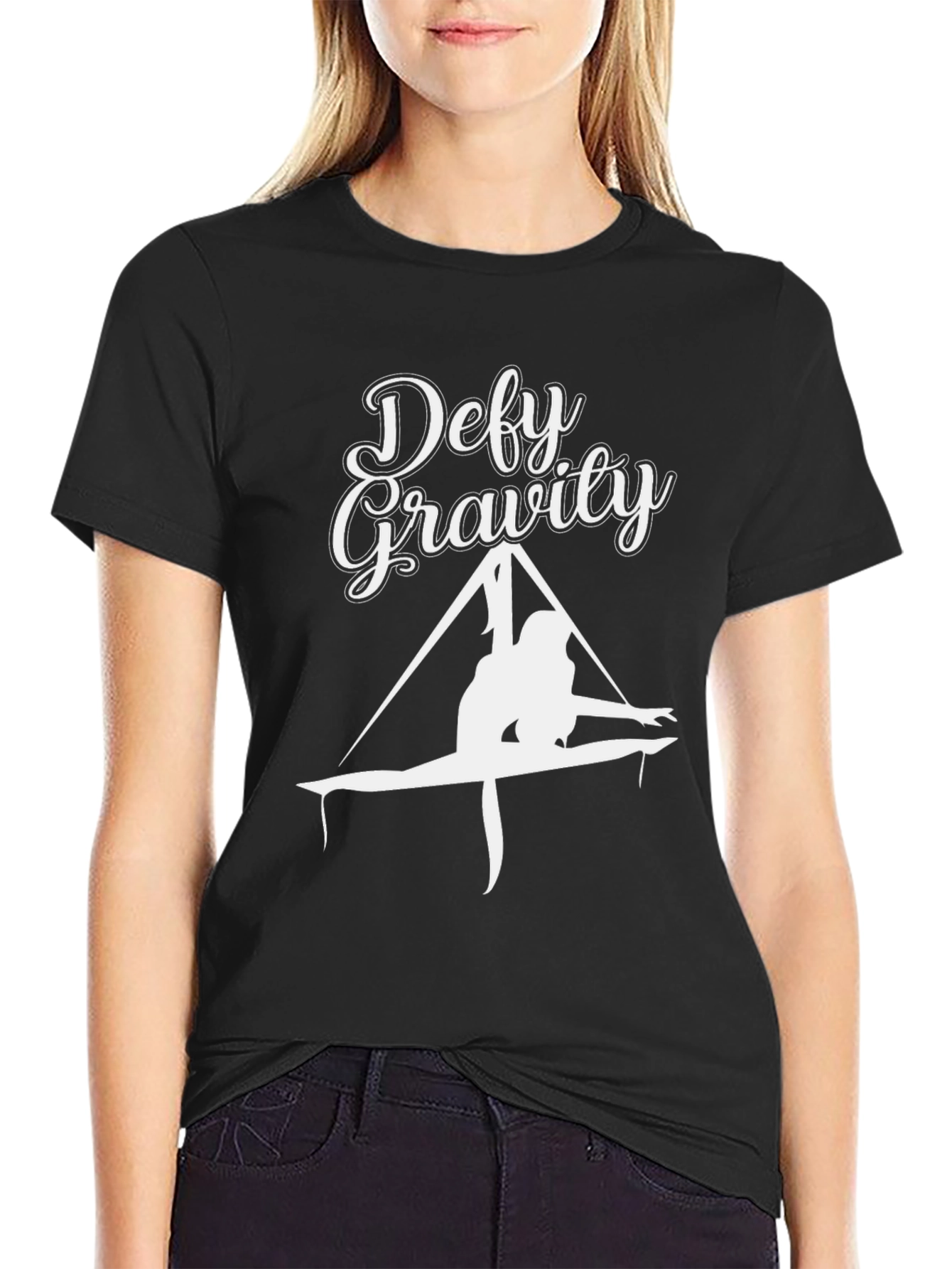 Defy Gravity Black T-Shirt - Aerial Yoga Apparel