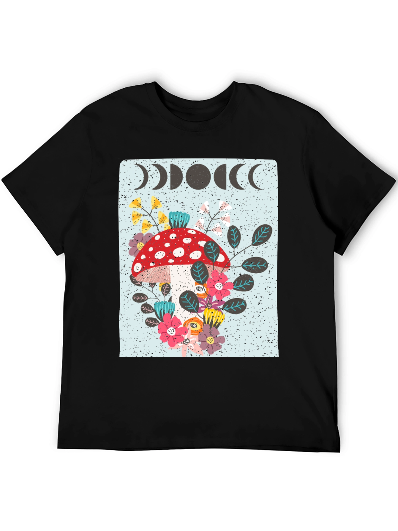 Mushroom Moon Phase Graphic Tee - Nature Lover Shirt