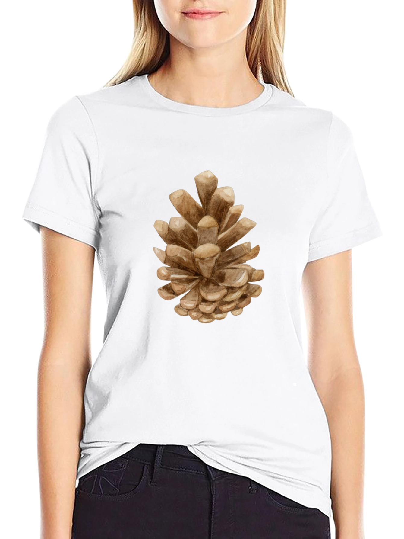 Pine Cone Graphic Tee - Nature Inspired Black T-Shirt