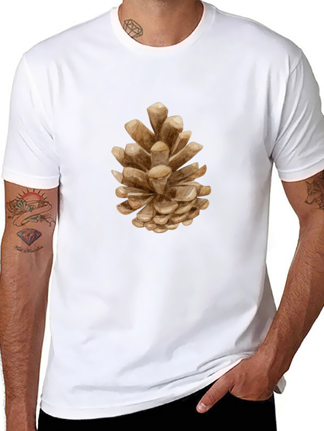 Pine Cone Graphic Tee - Nature Inspired Black T-Shirt