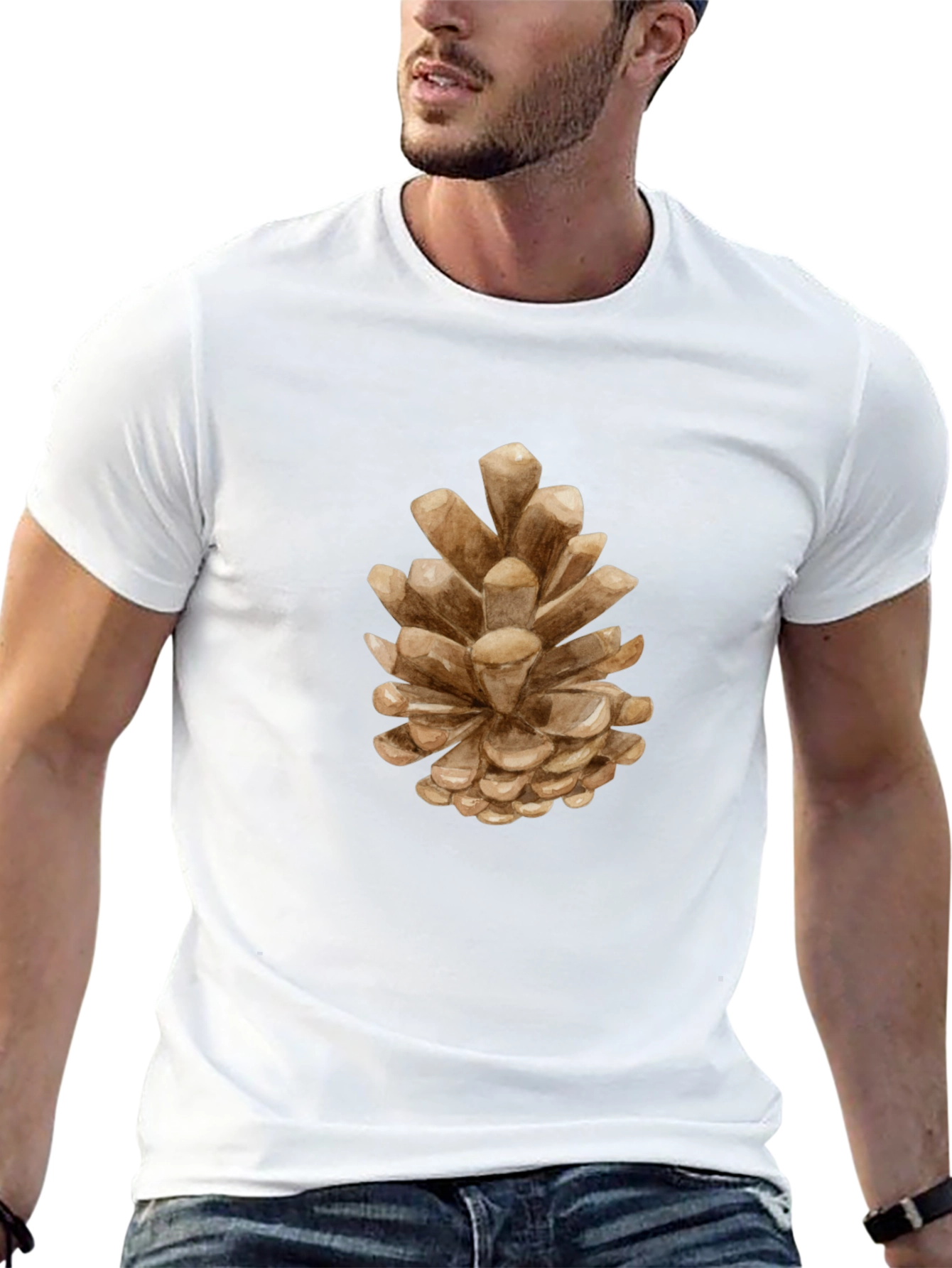 Pine Cone Graphic Tee - Nature Inspired Black T-Shirt