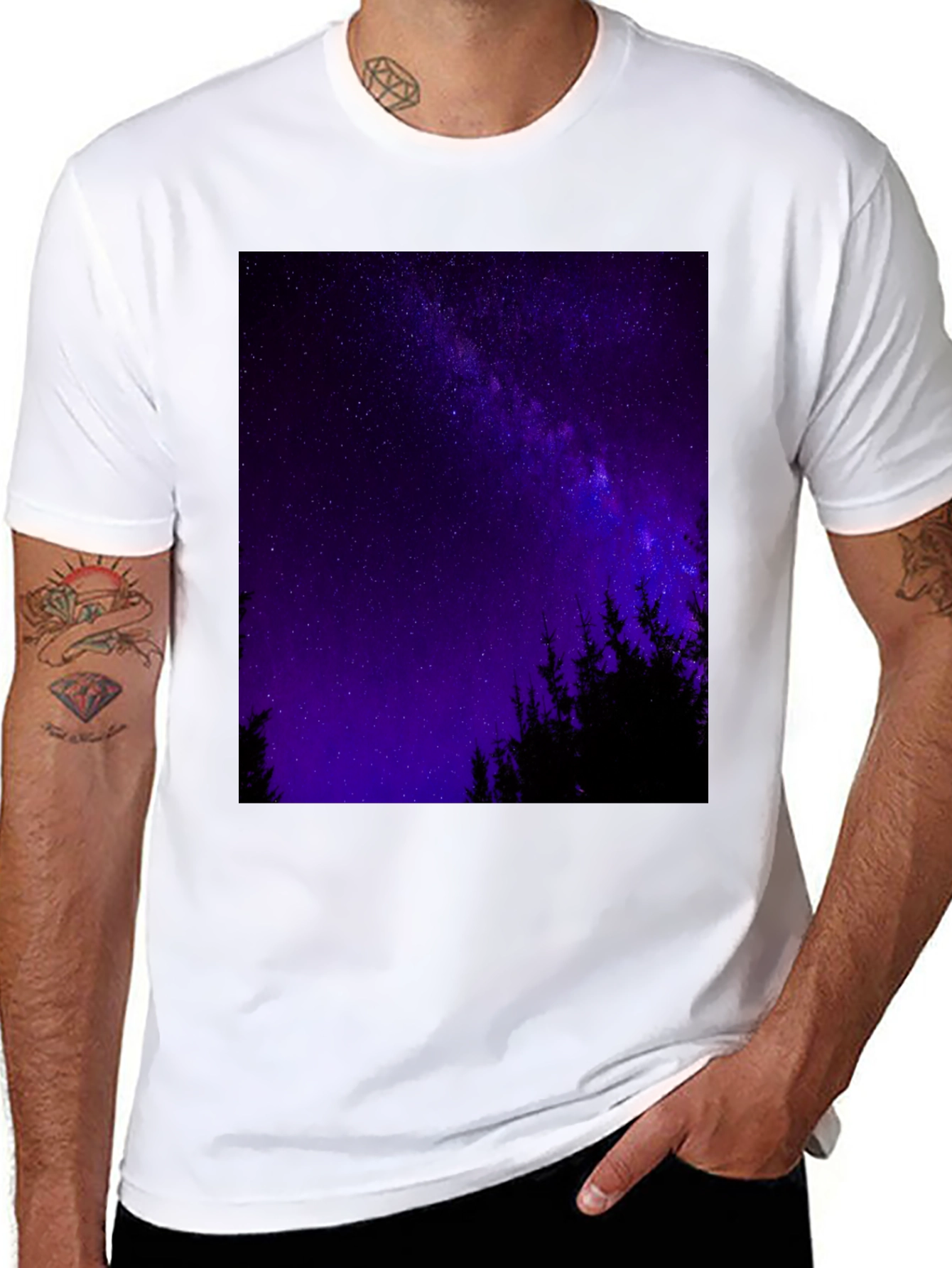 Starry Night Forest Graphic Tee