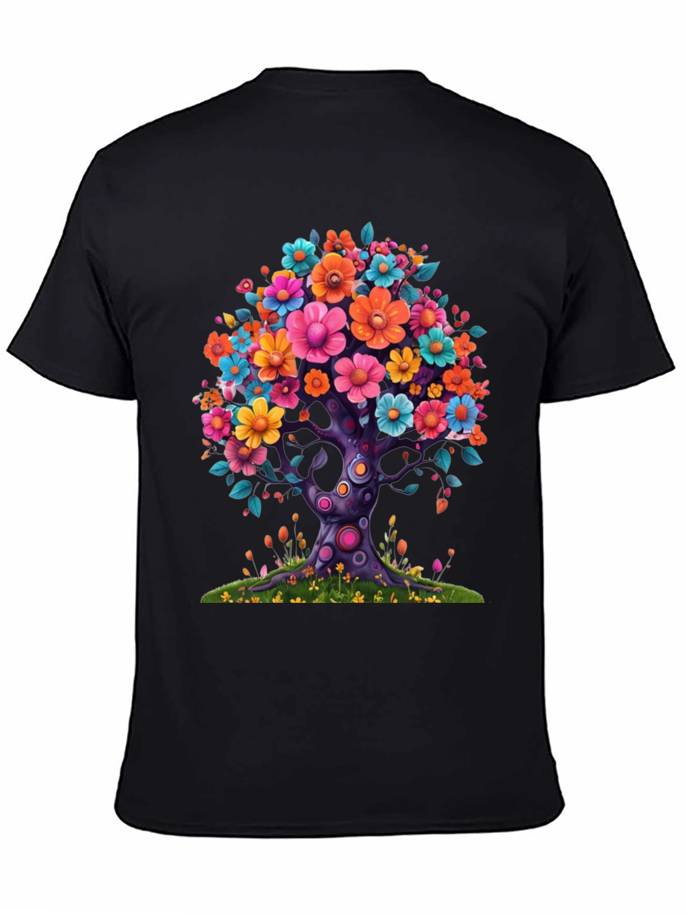 Floral Tree Graphic Black T-Shirt