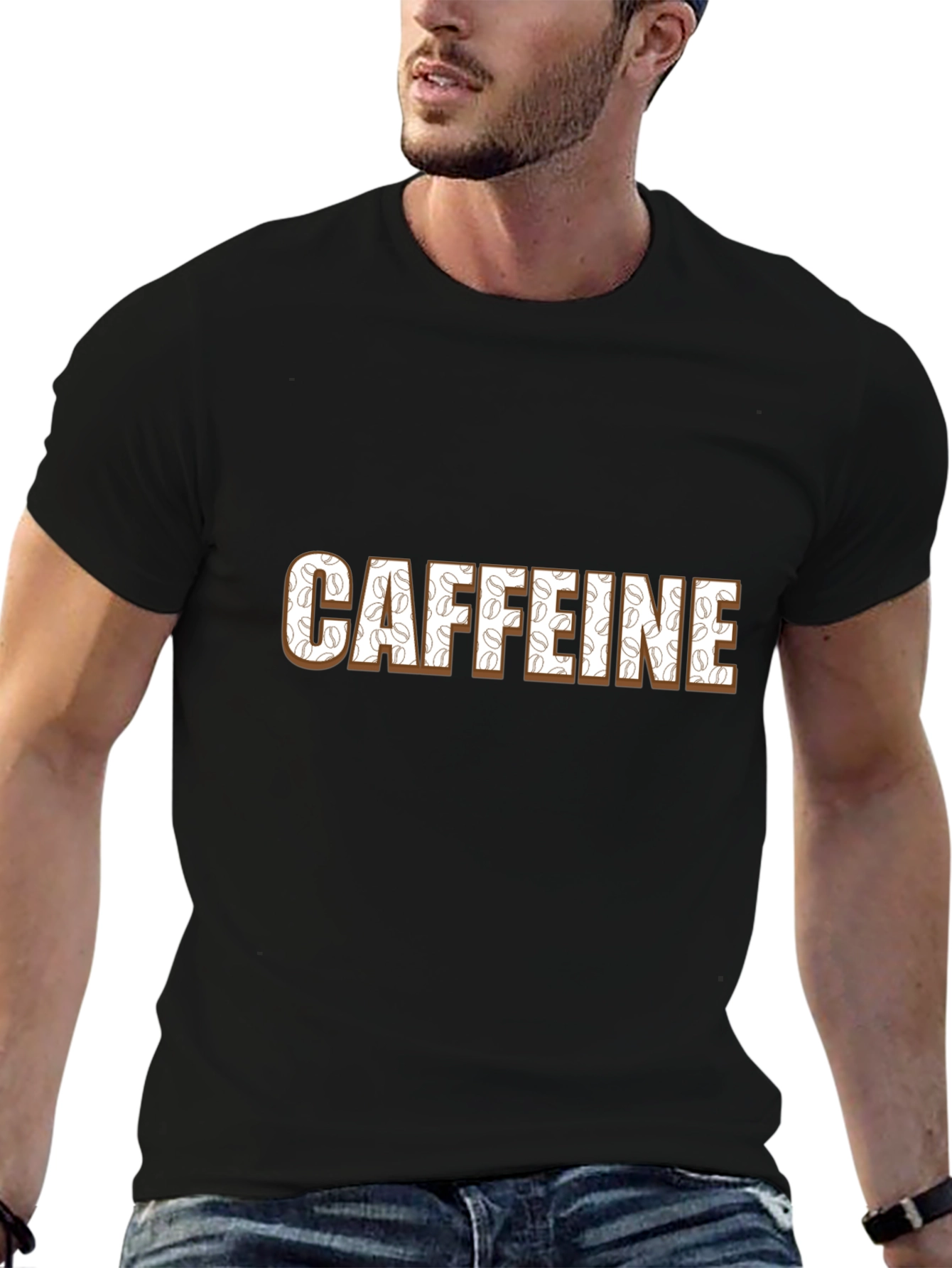 Caffeine Addict T-Shirt - Coffee Bean Design