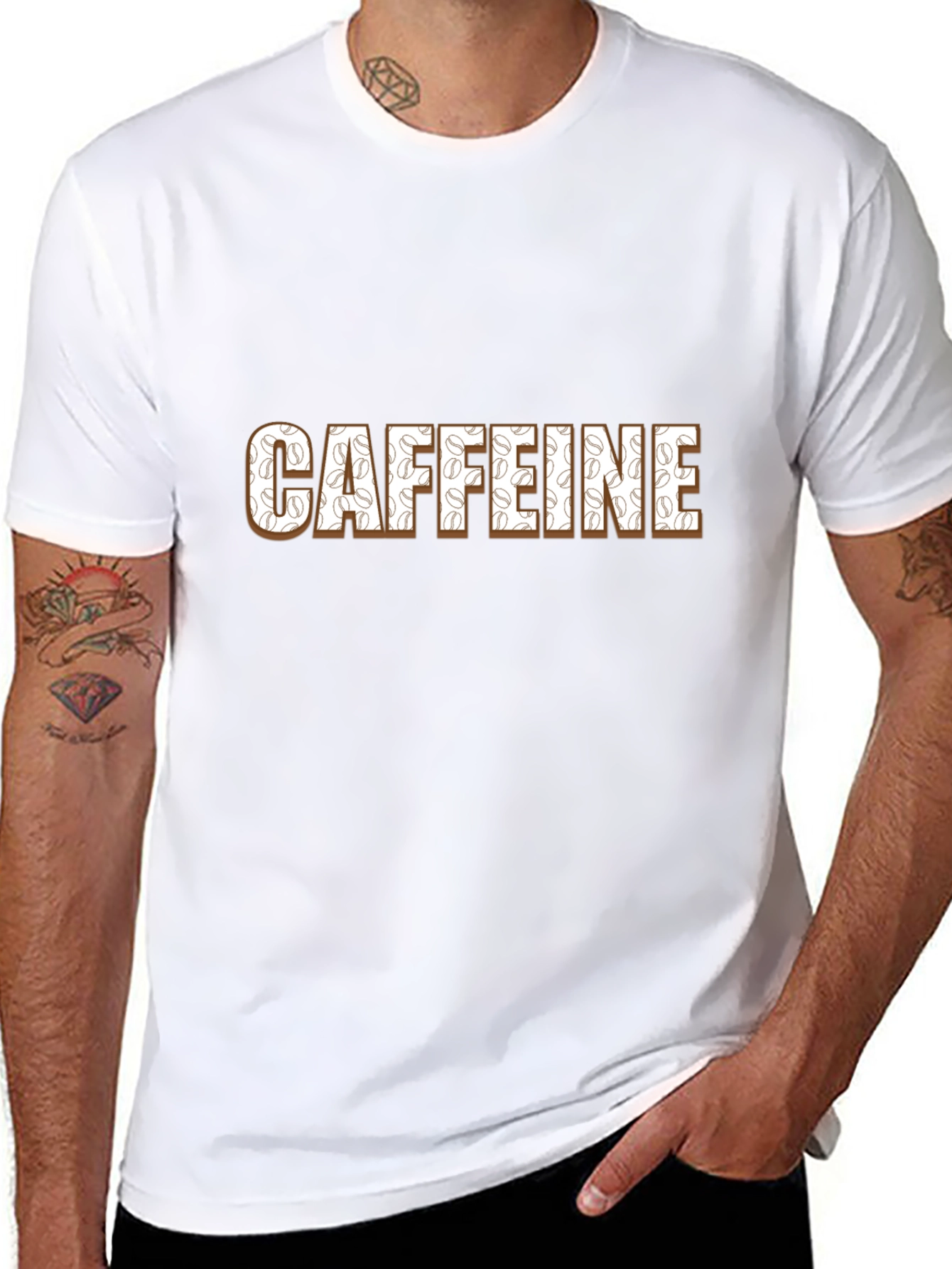 Caffeine Addict T-Shirt - Coffee Bean Design