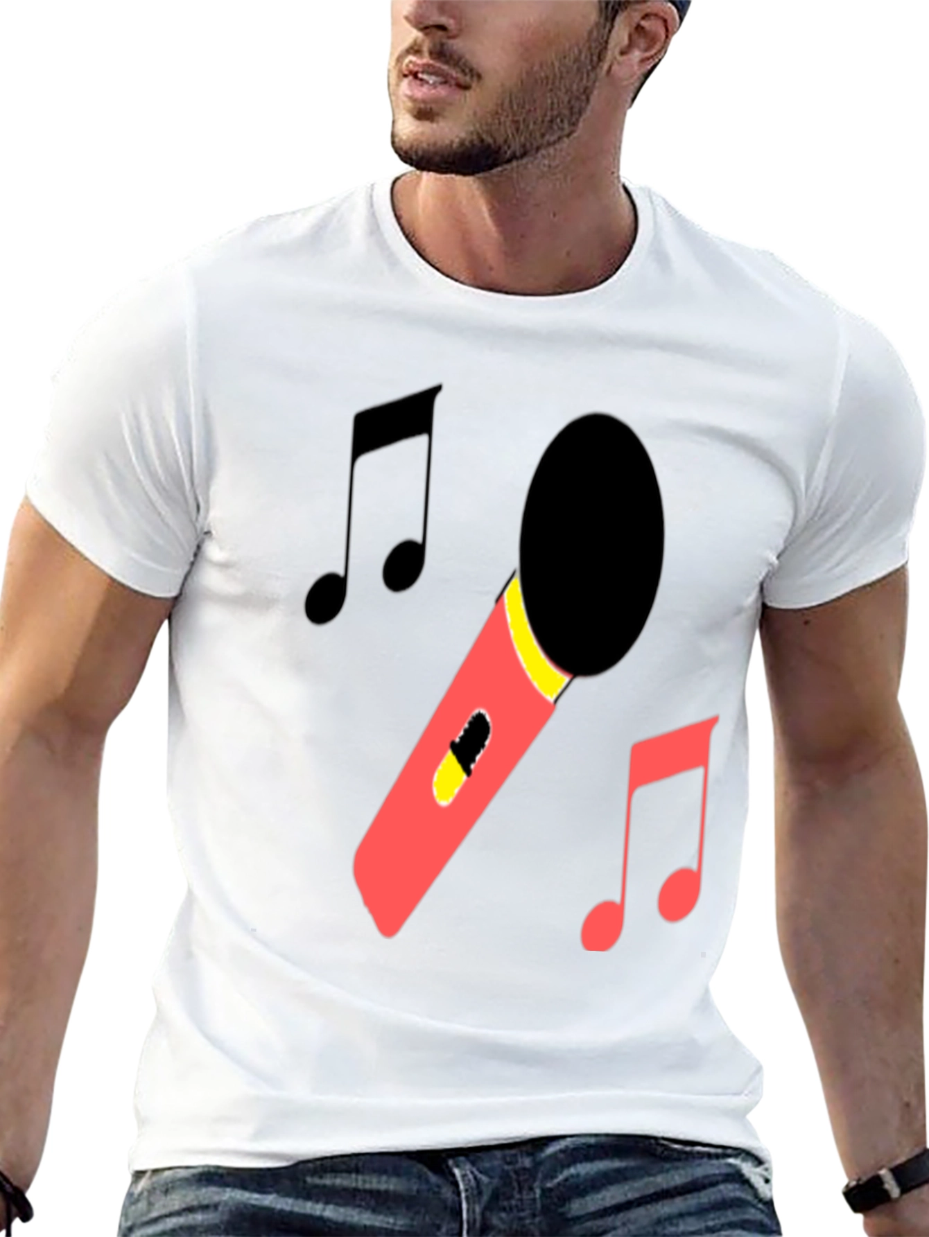 Microphone & Music Notes Black T-Shirt