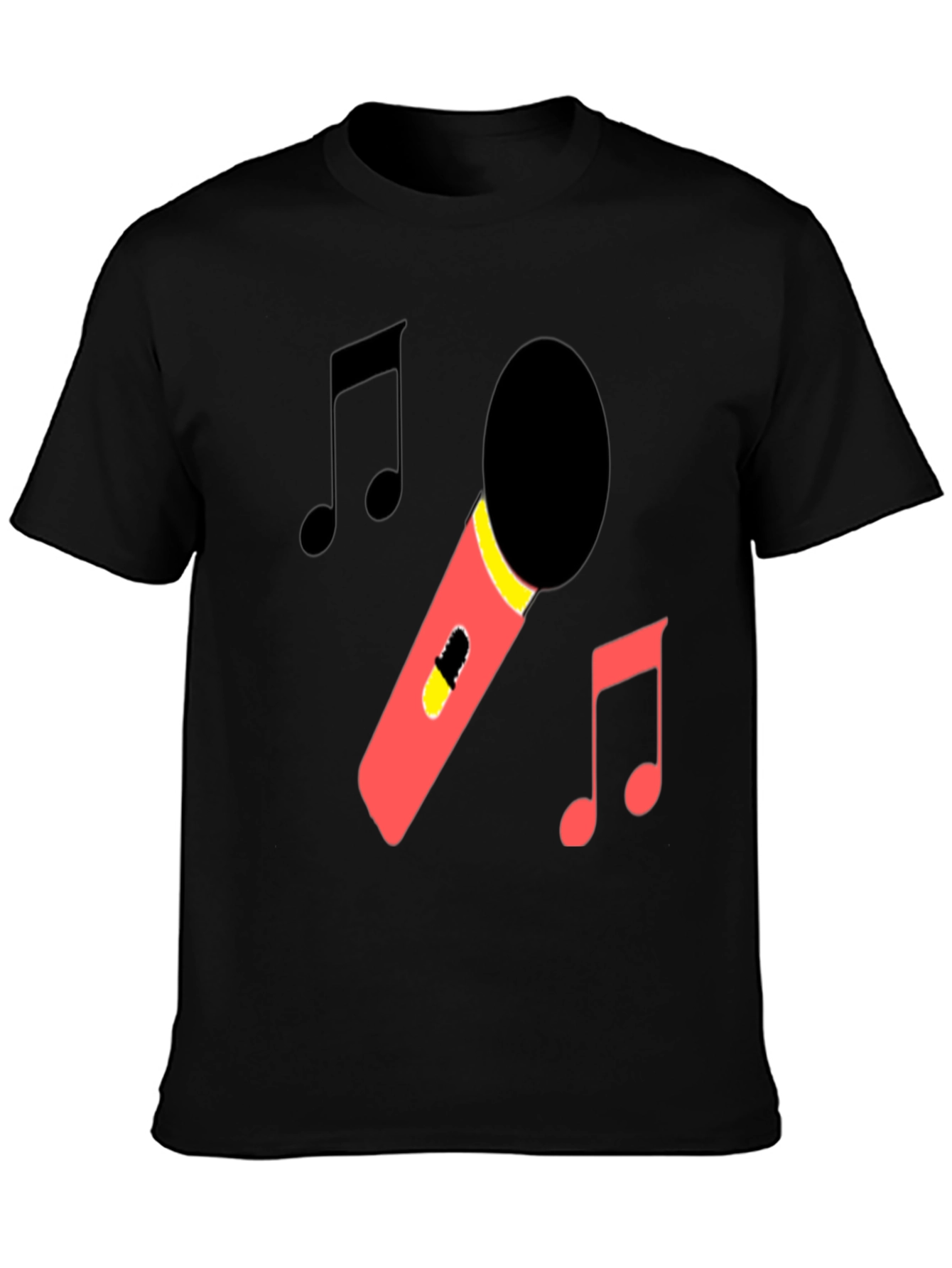Microphone & Music Notes Black T-Shirt