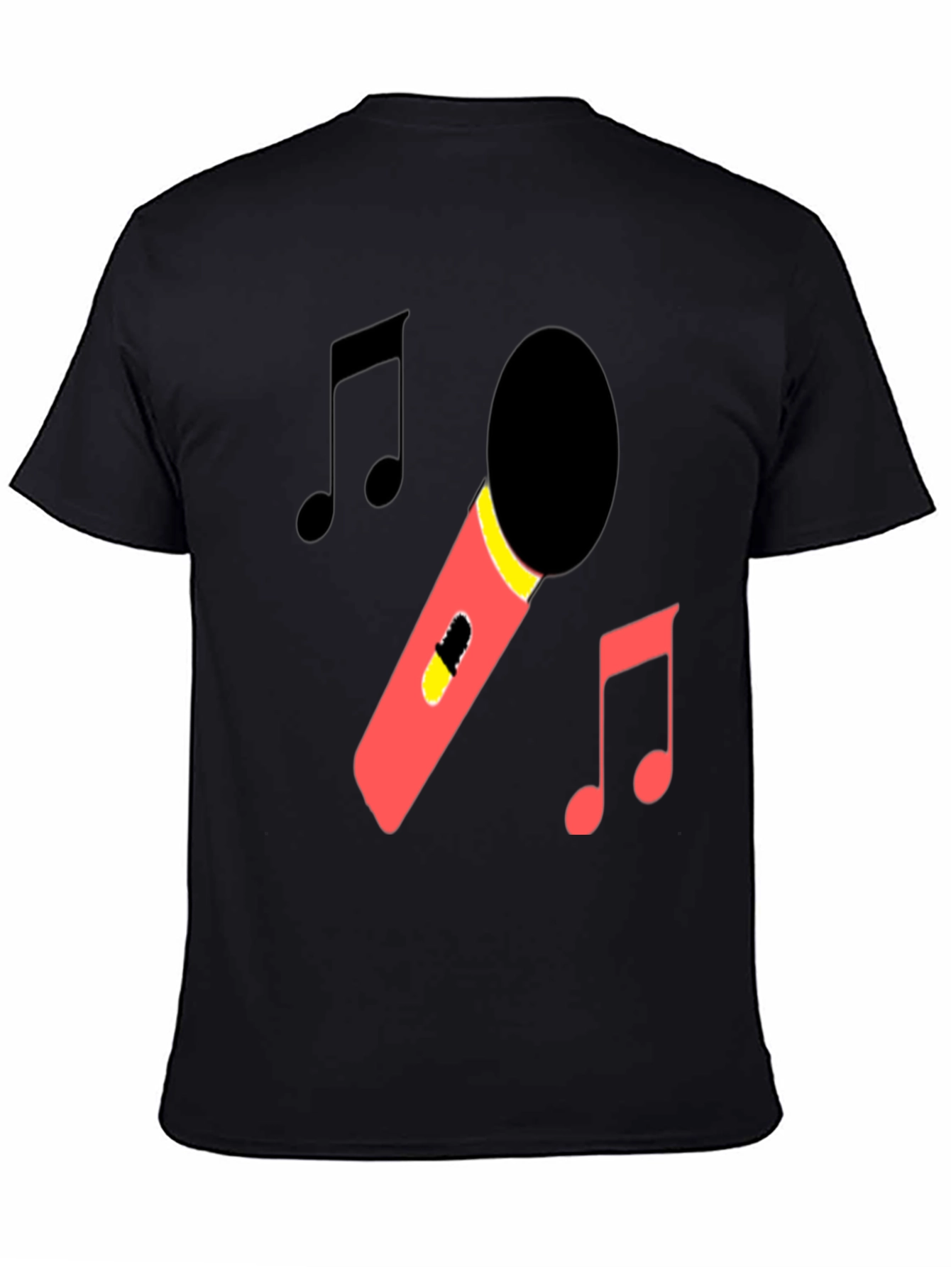 Microphone & Music Notes Black T-Shirt