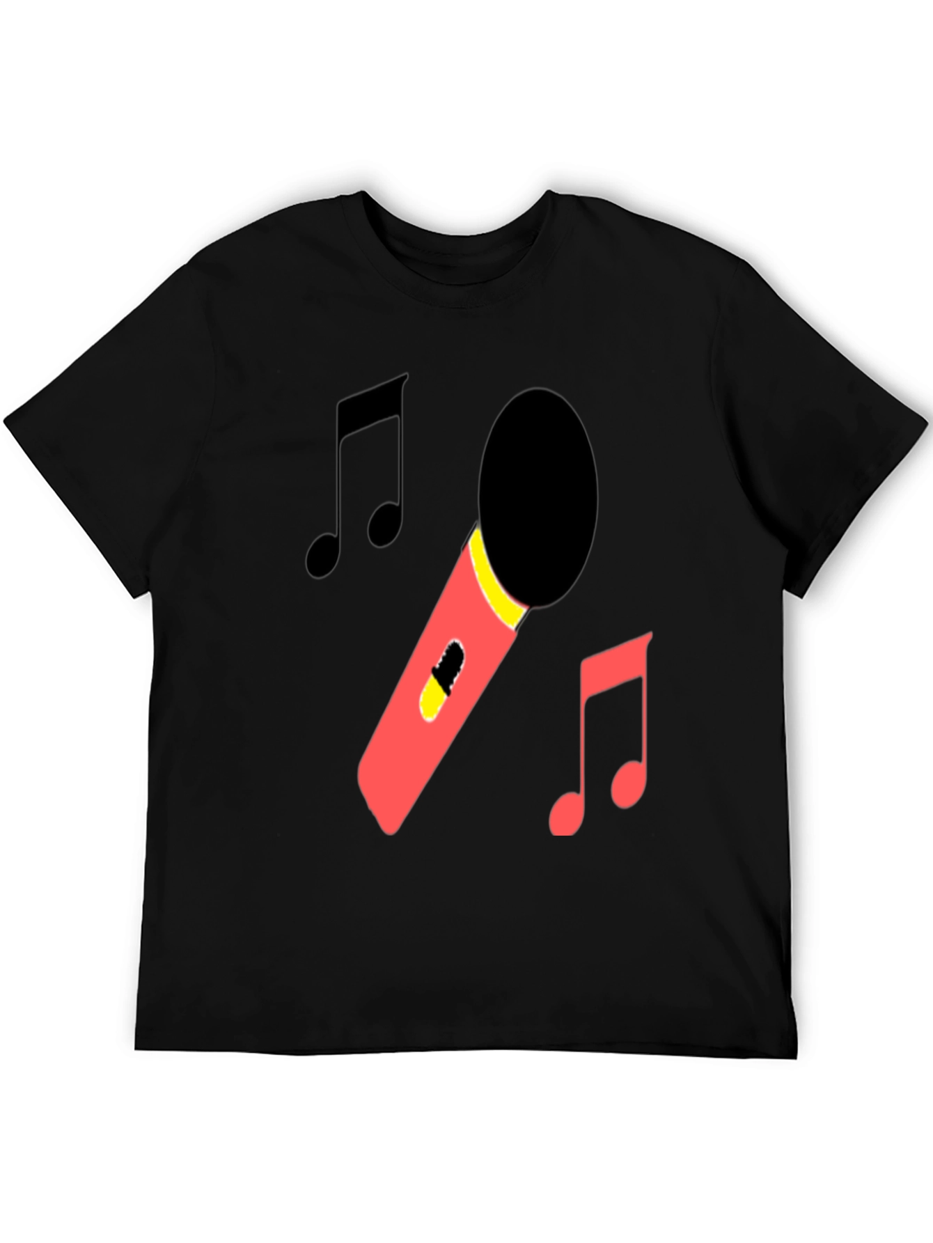 Microphone & Music Notes Black T-Shirt