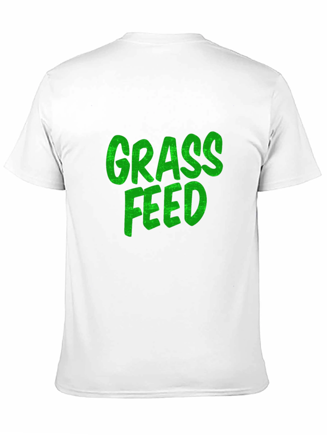 Grass Feed Green Text Black Cotton T-Shirt