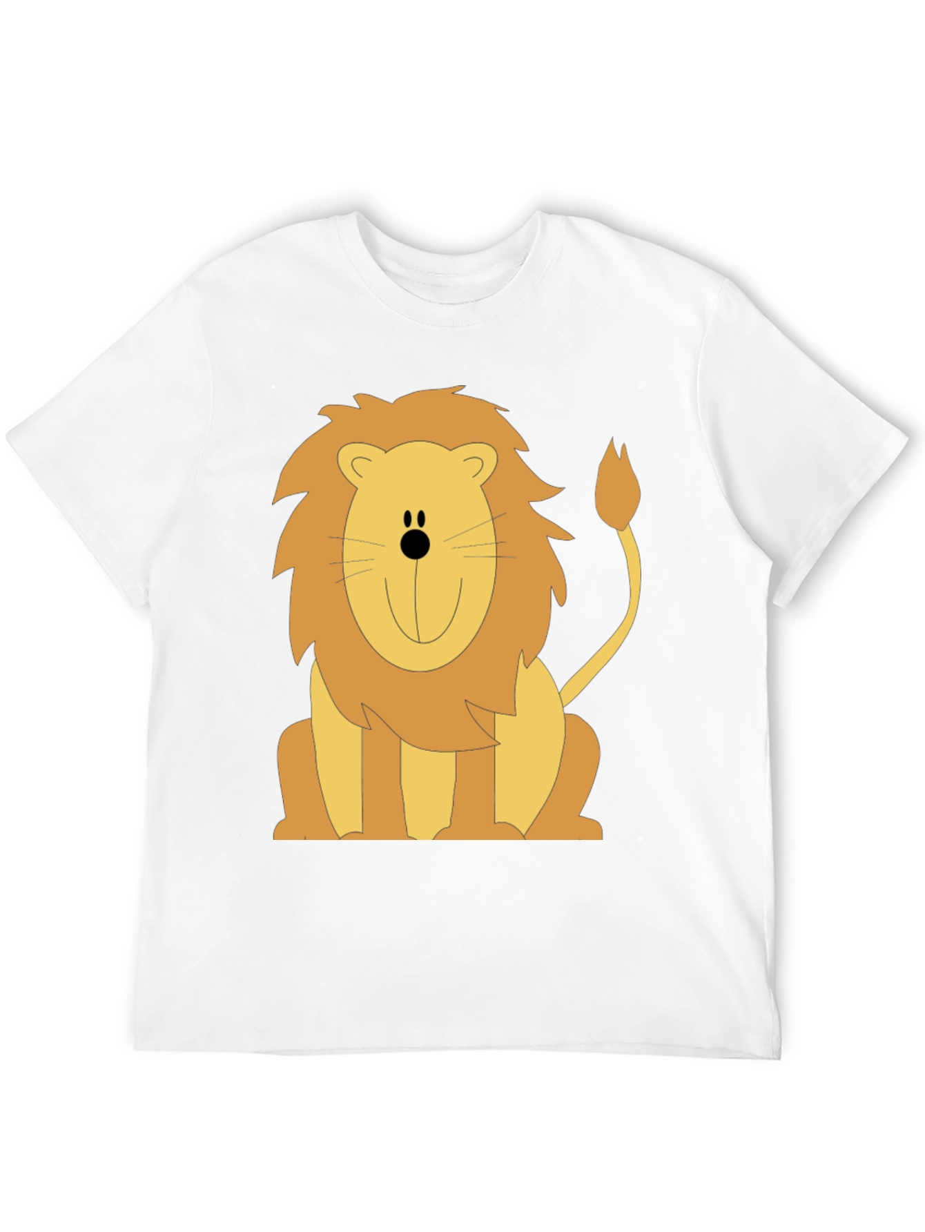 Cartoon Lion Graphic T-Shirt - Black Cotton Tee