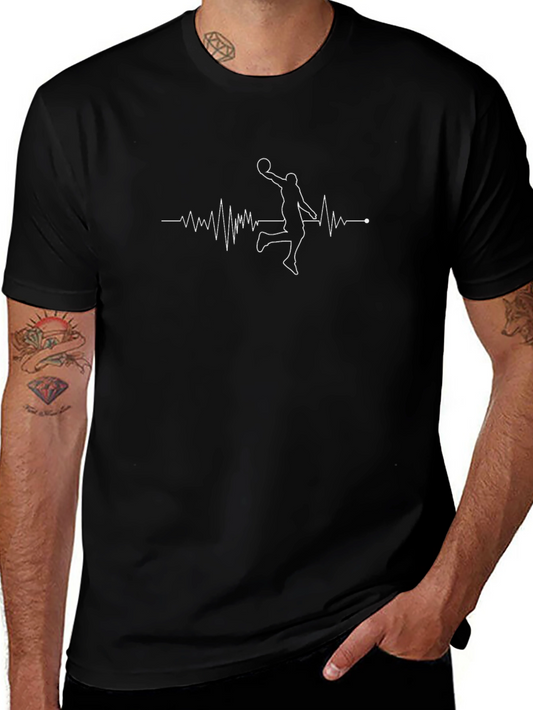 Basketball Heartbeat Graphic Tee - Black