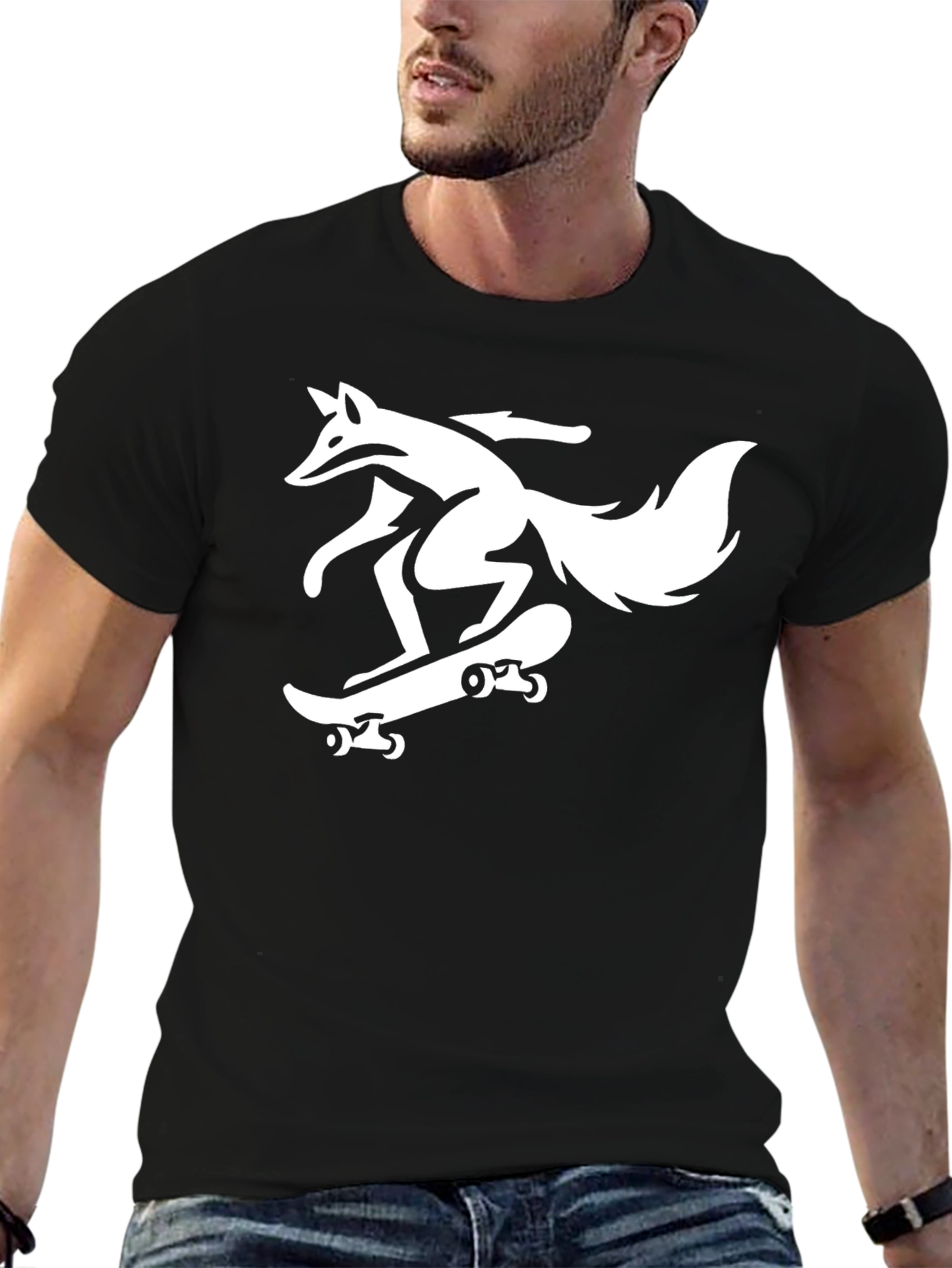 Skateboarding Fox Graphic Tee - Black