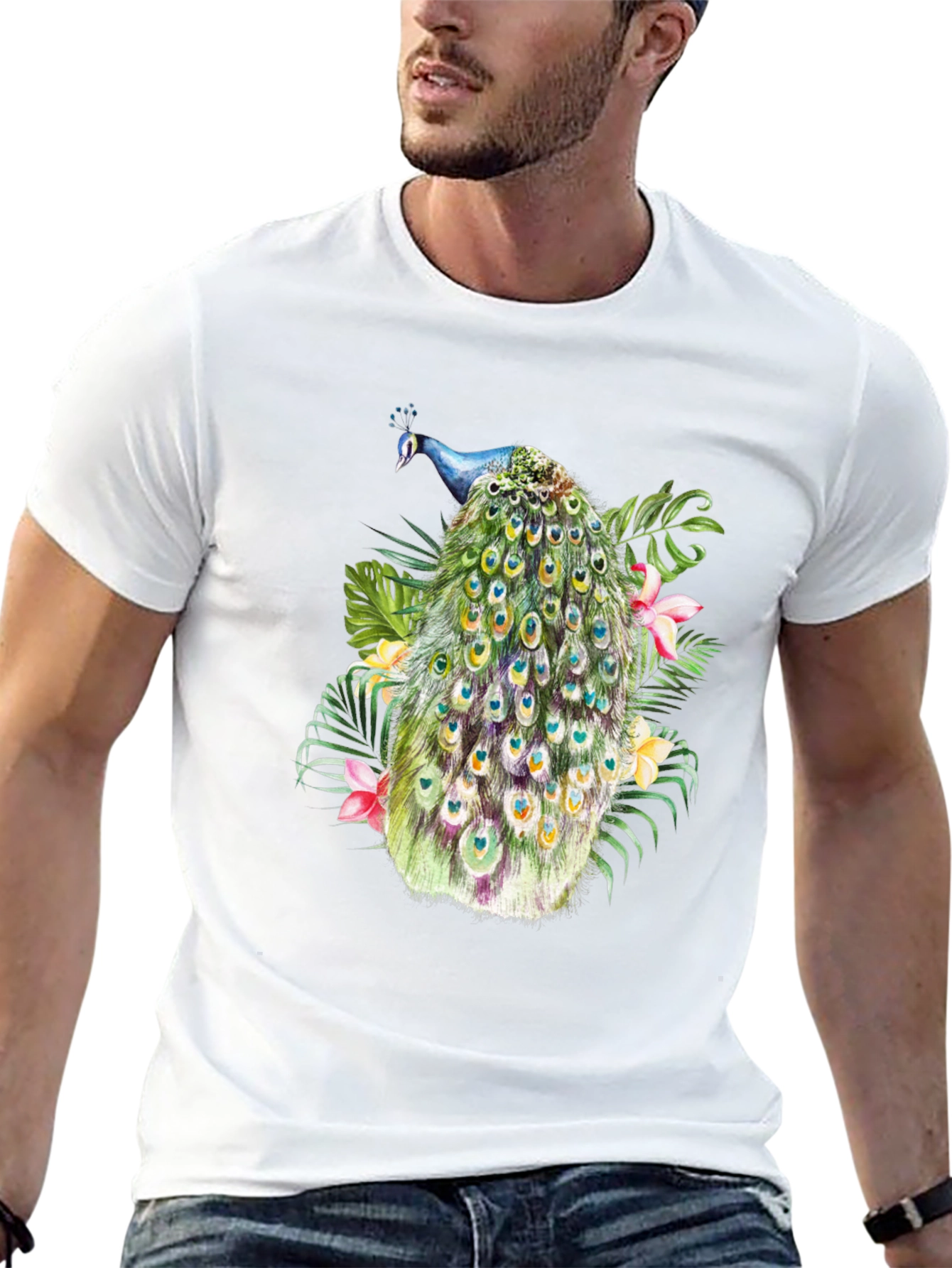 Peacock Graphic Black T-Shirt