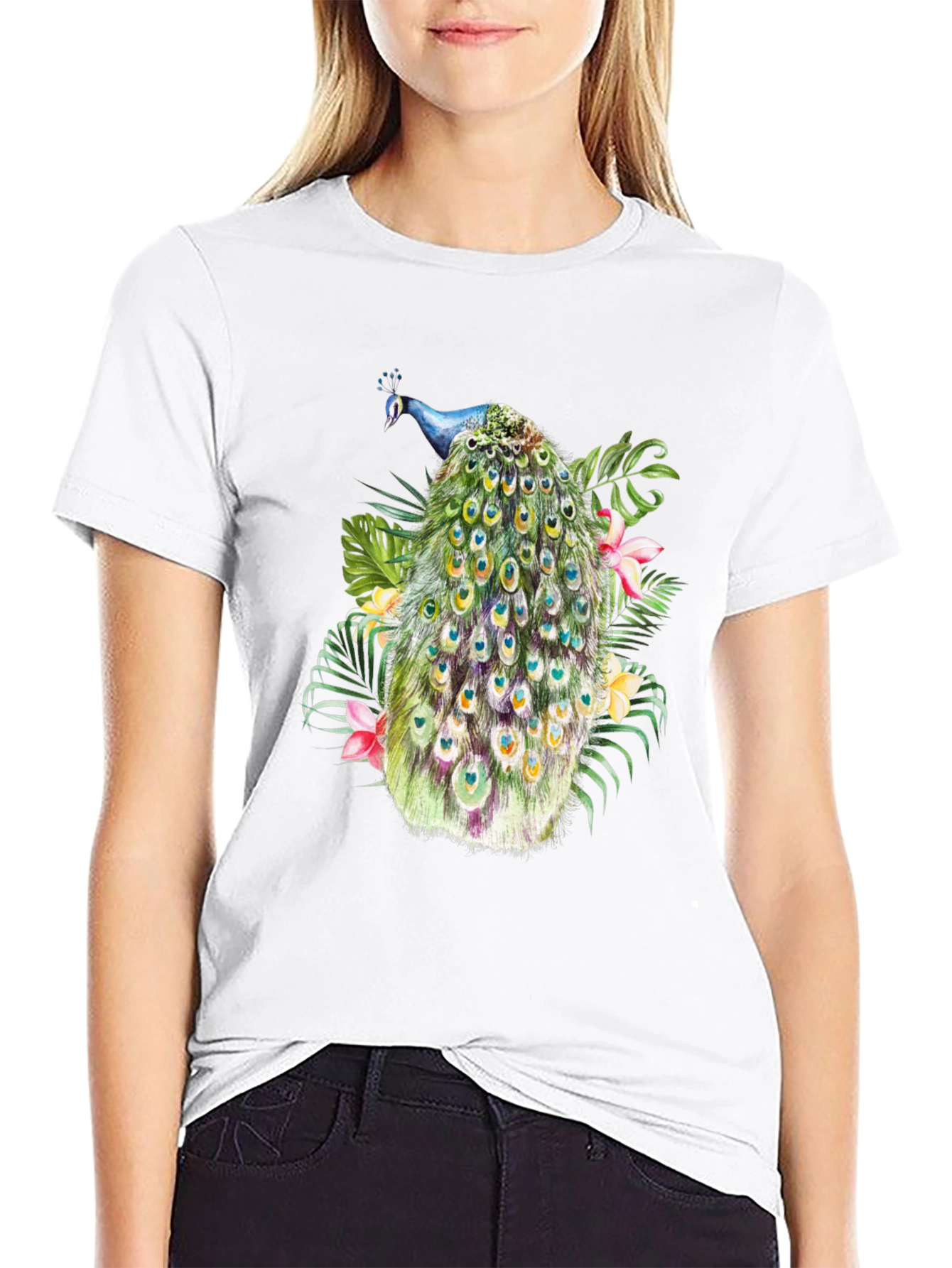 Peacock Graphic Black T-Shirt
