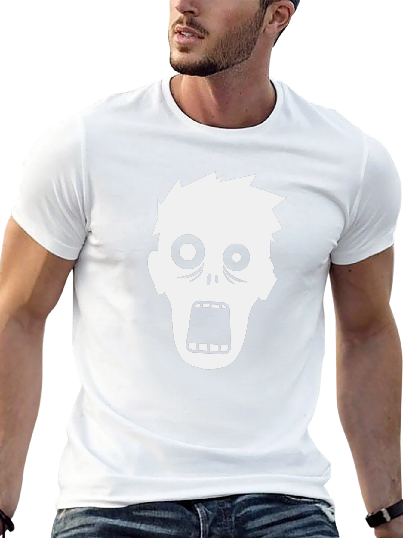 Zombie Face Graphic T-Shirt - Black